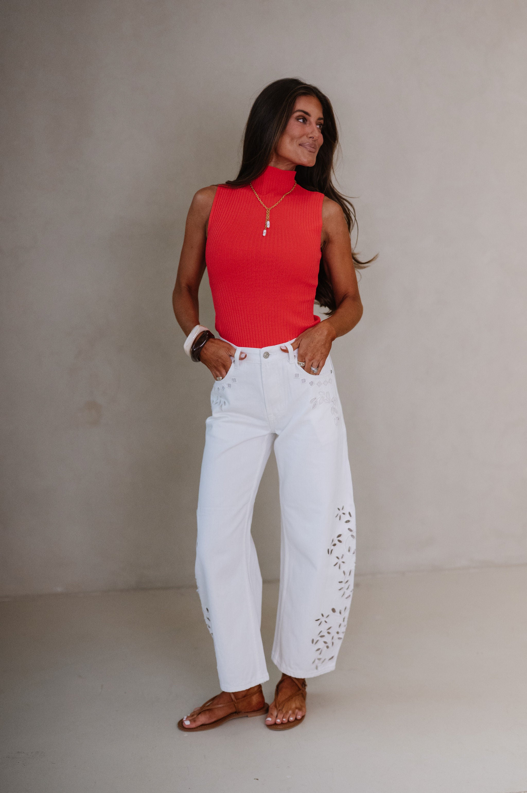 Giselle Sweater Top-Scarlet