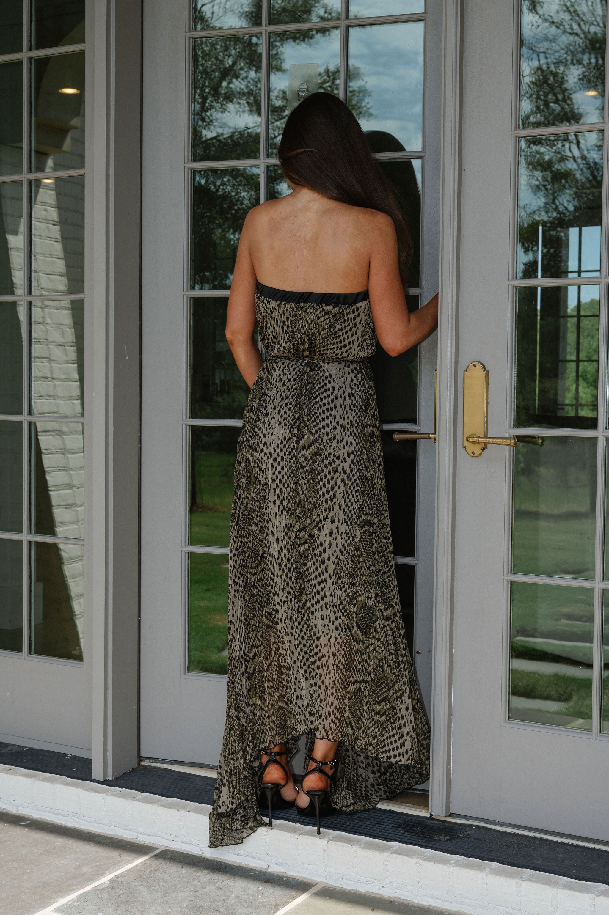 Sutton Printed Maxi Dress-Olive/Black