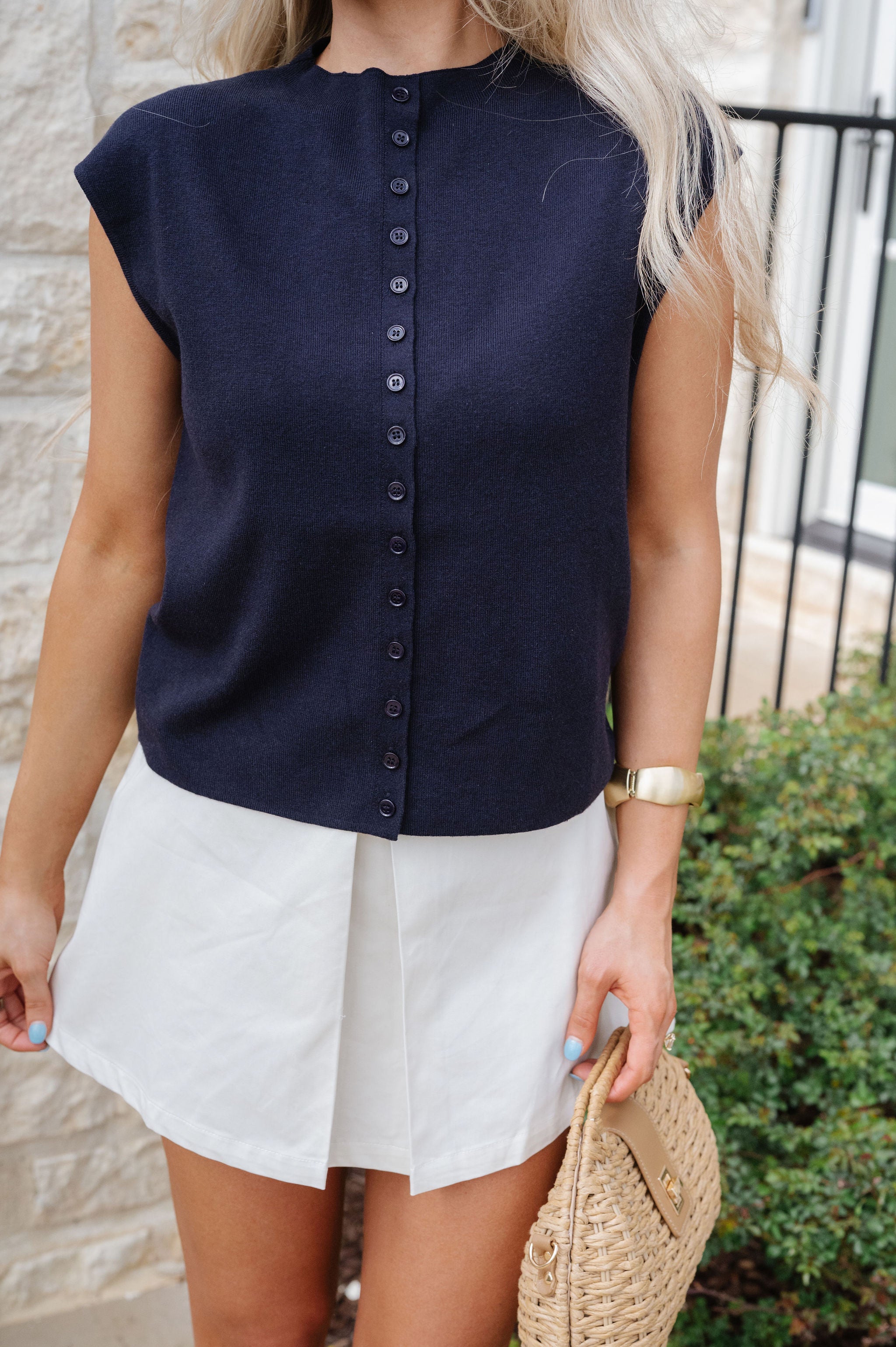 Baylor Cap Sleeve Cardigan-Navy