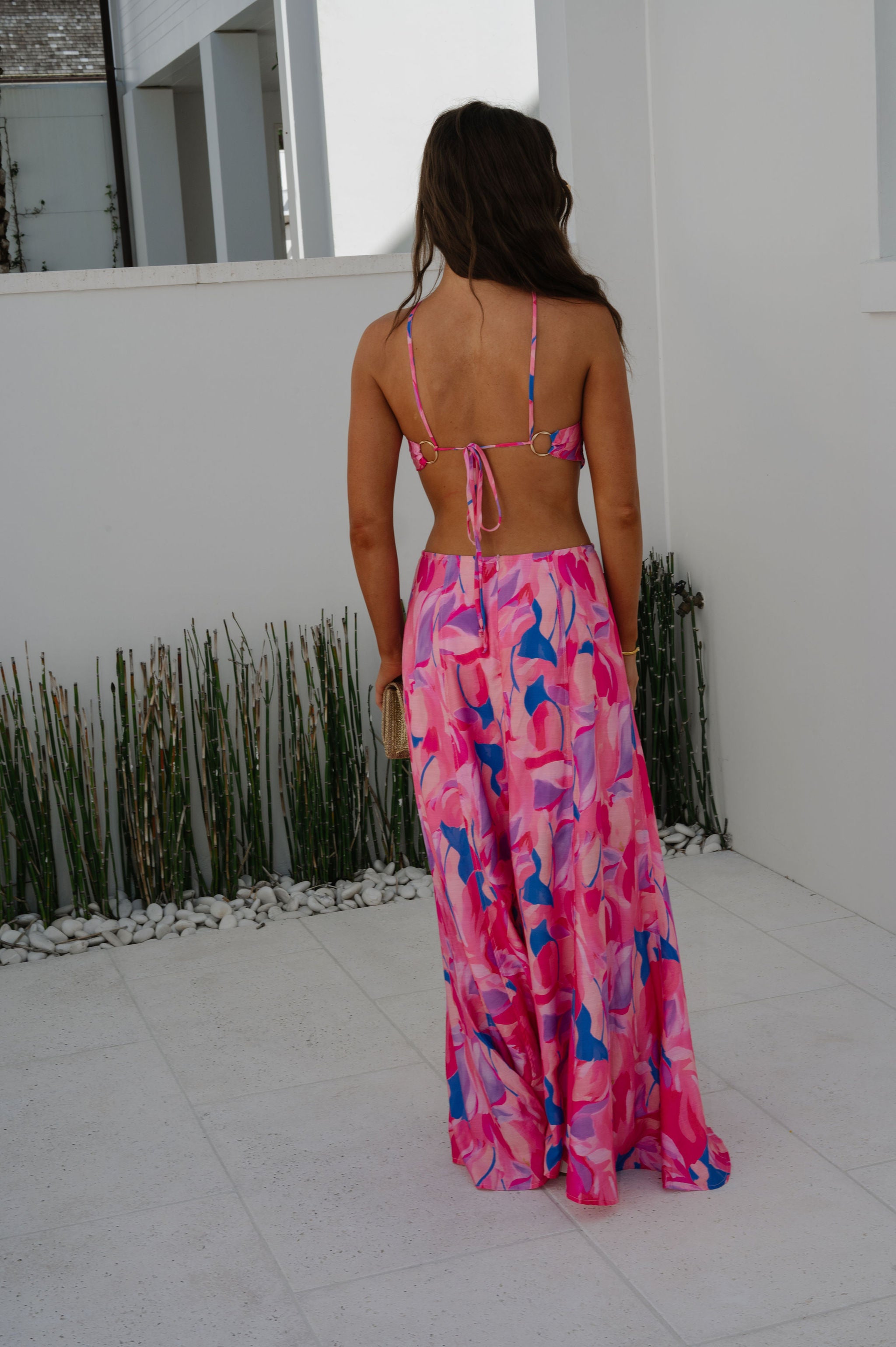 Citrus Ring Maxi Dress-Pink