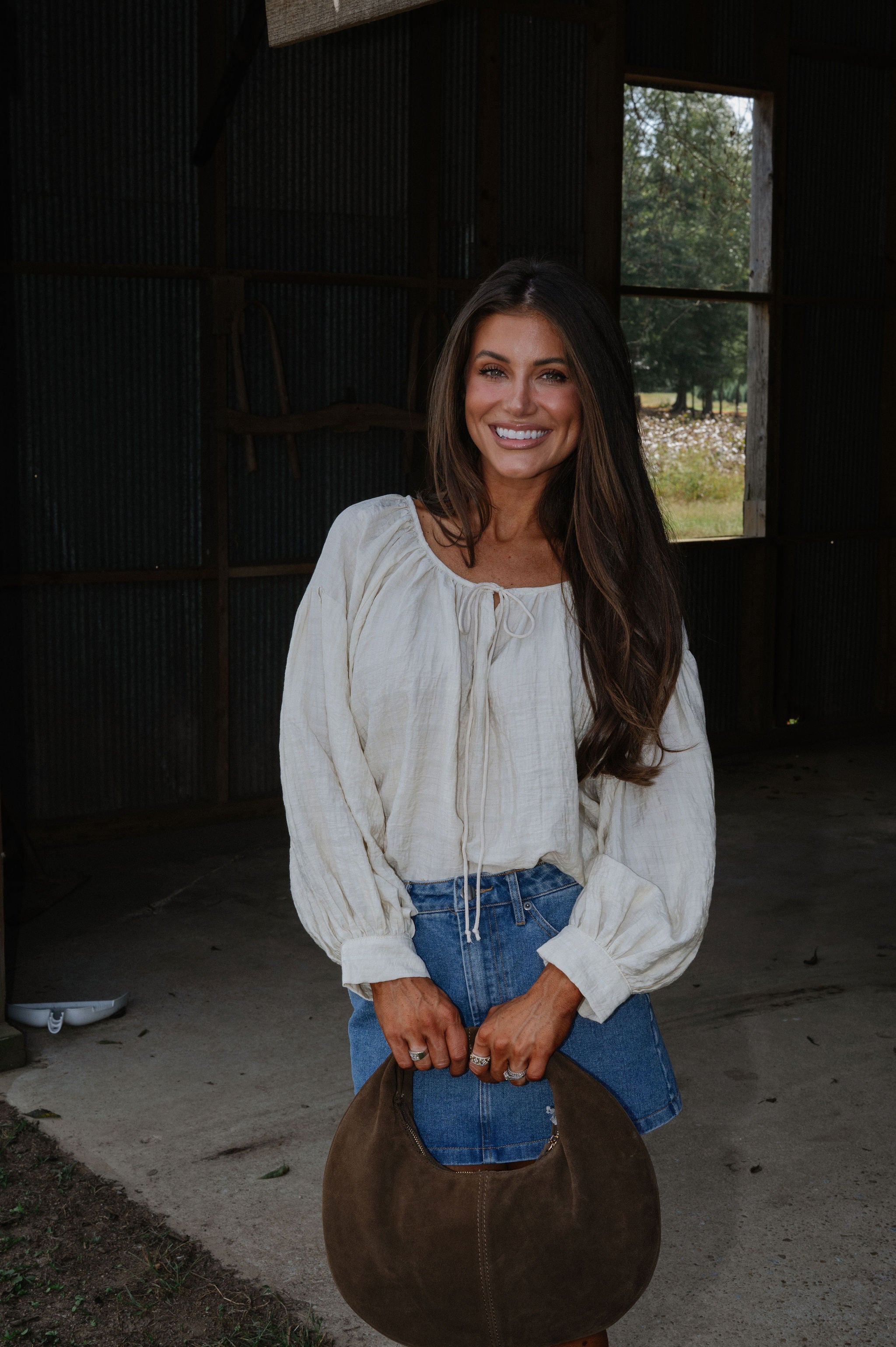 Chaucer Front Tie Top-Natural