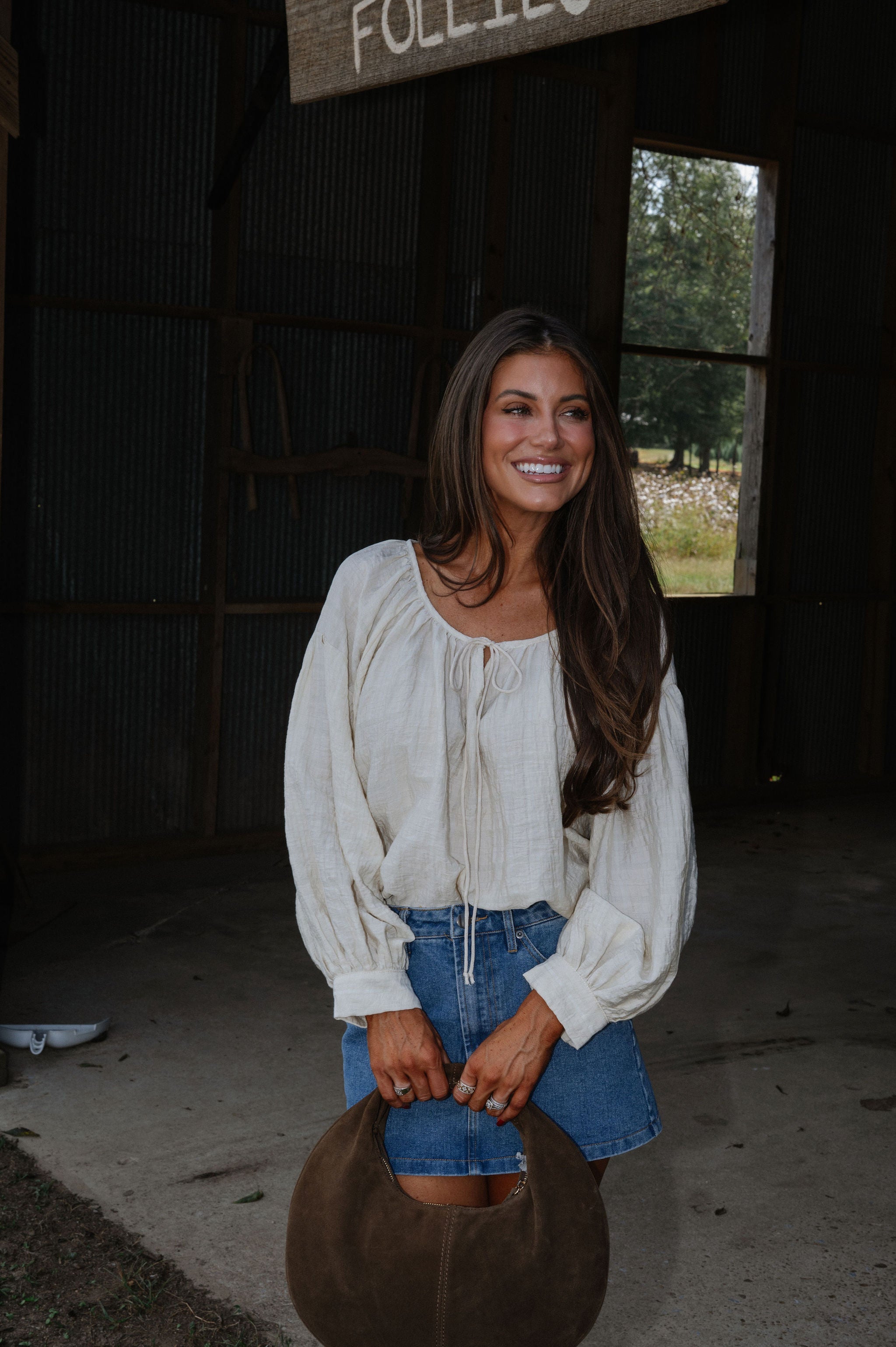 Chaucer Front Tie Top-Natural