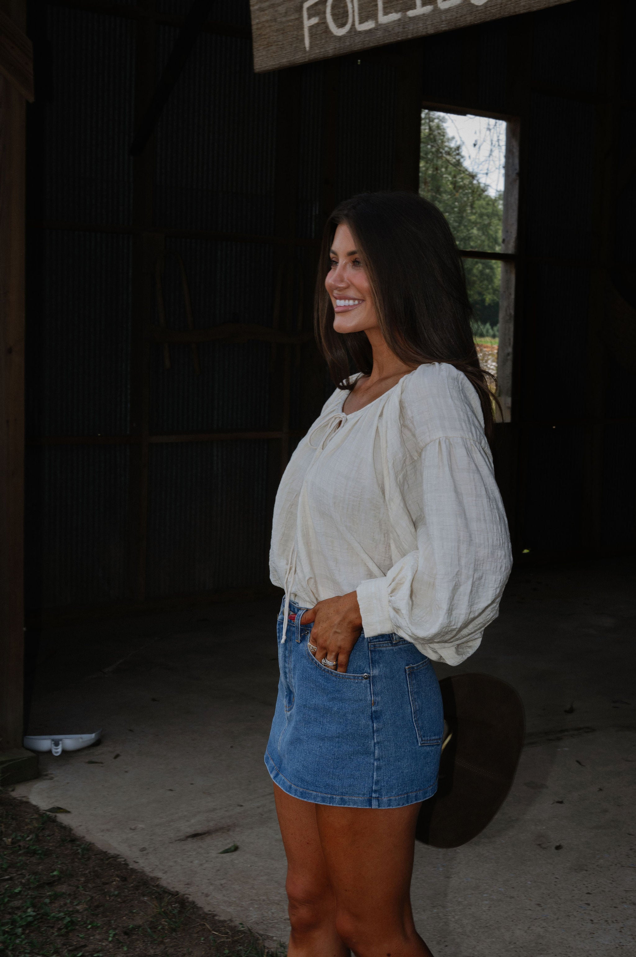 Chaucer Front Tie Top-Natural