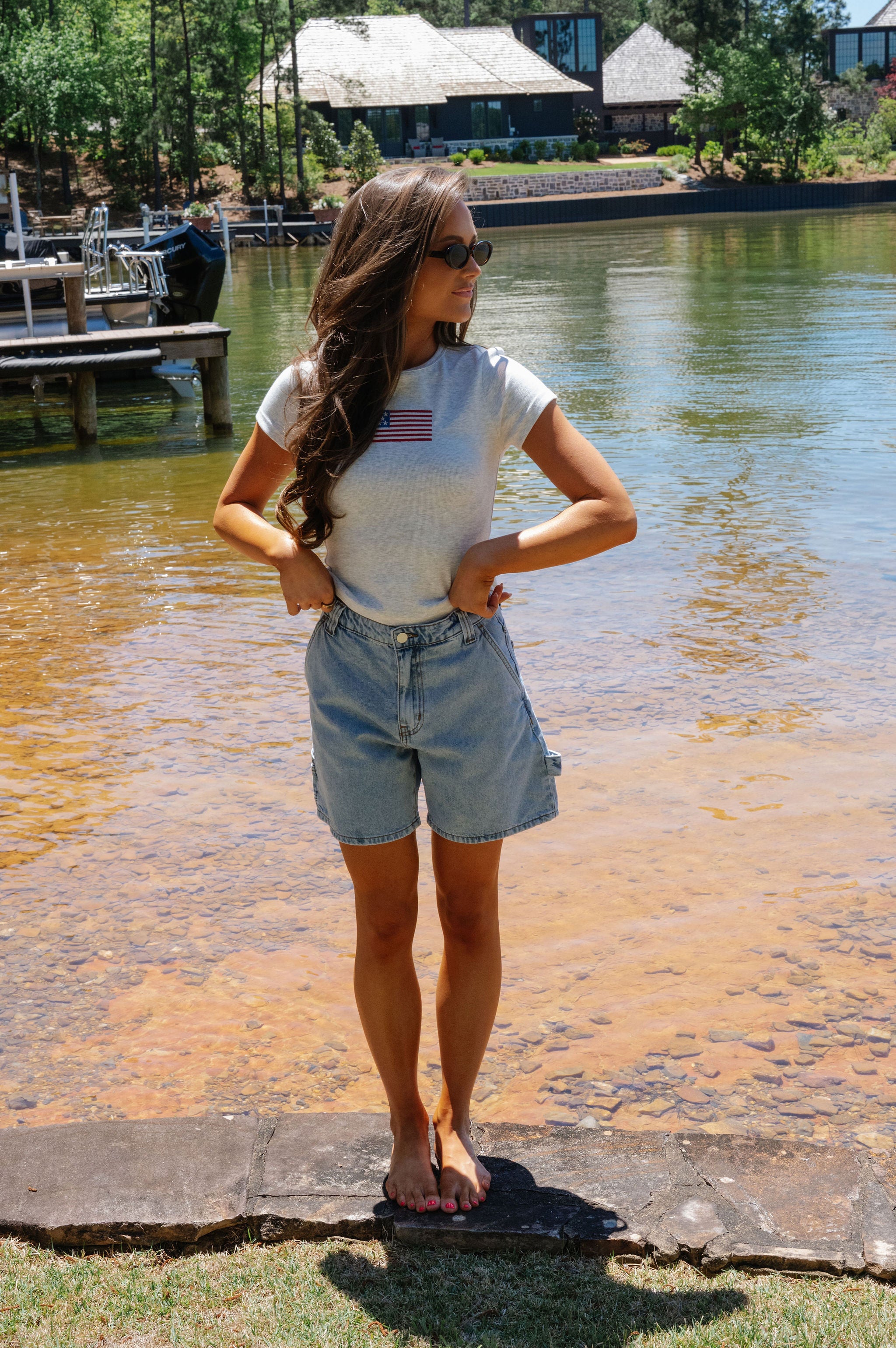 American Flag Short Sleeve T-Shirt-Melange