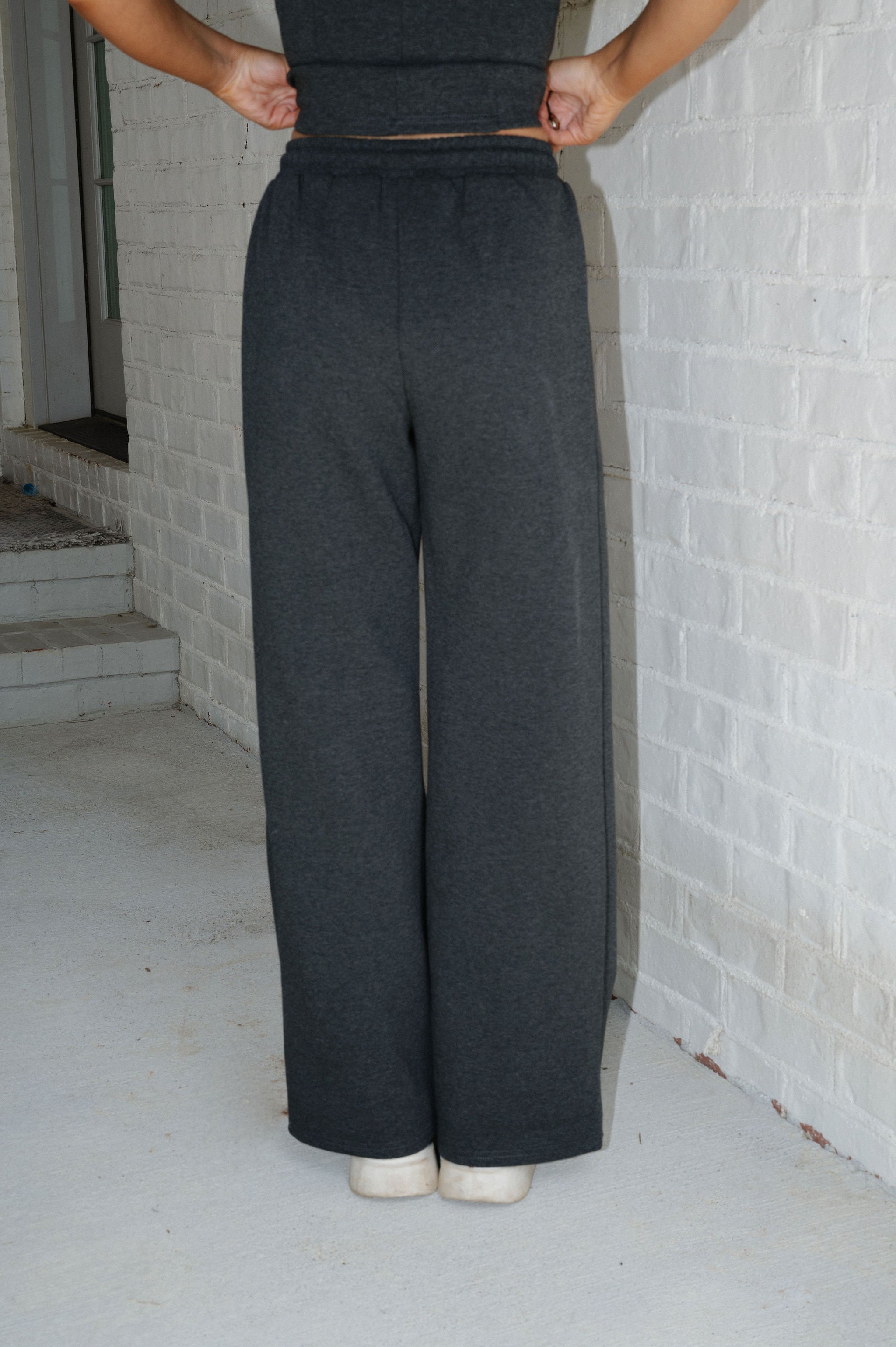 Kate Peplum Pants Set-Charcoal