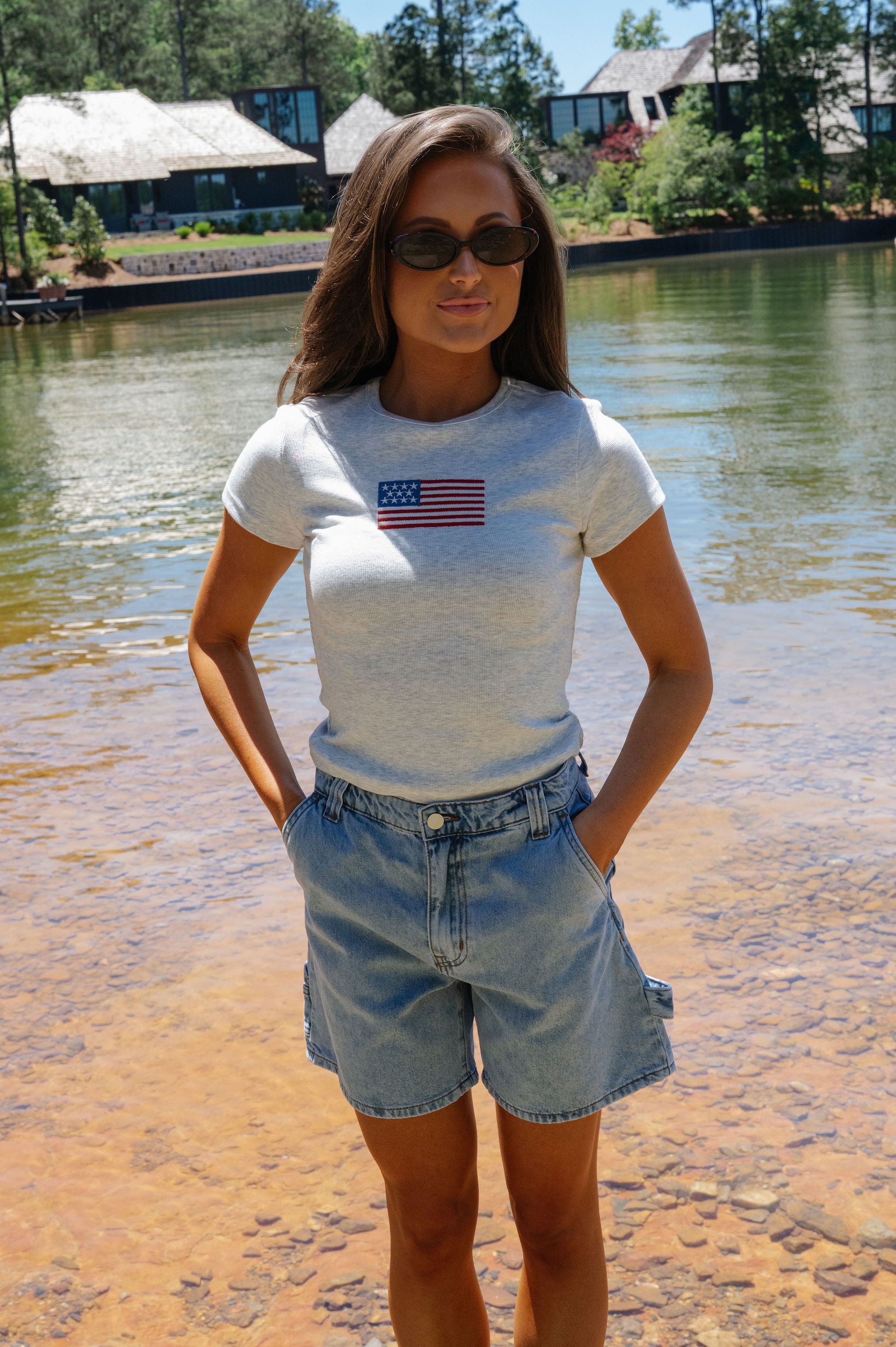 American Flag Short Sleeve T-Shirt-Melange