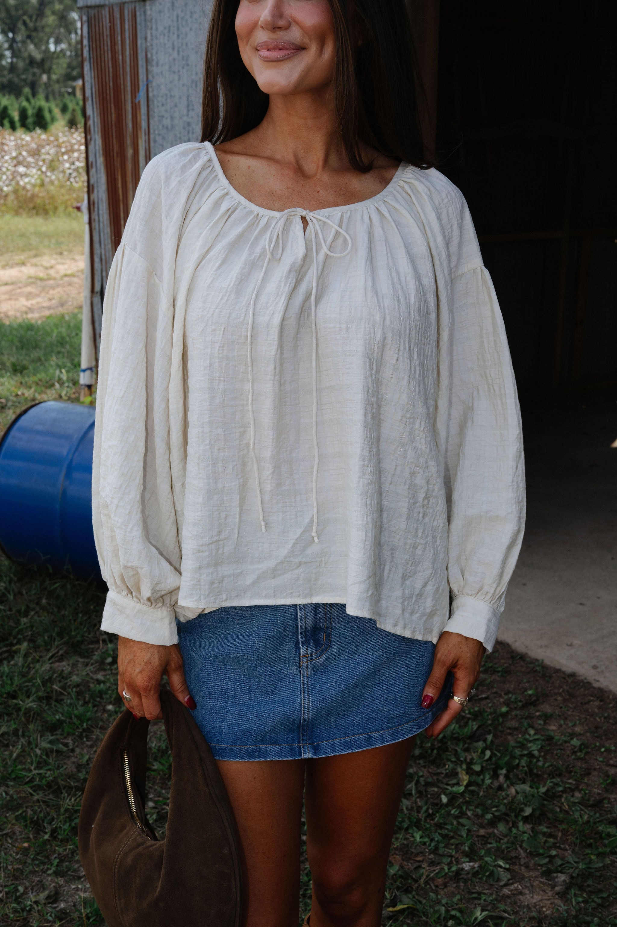 Chaucer Front Tie Top-Natural