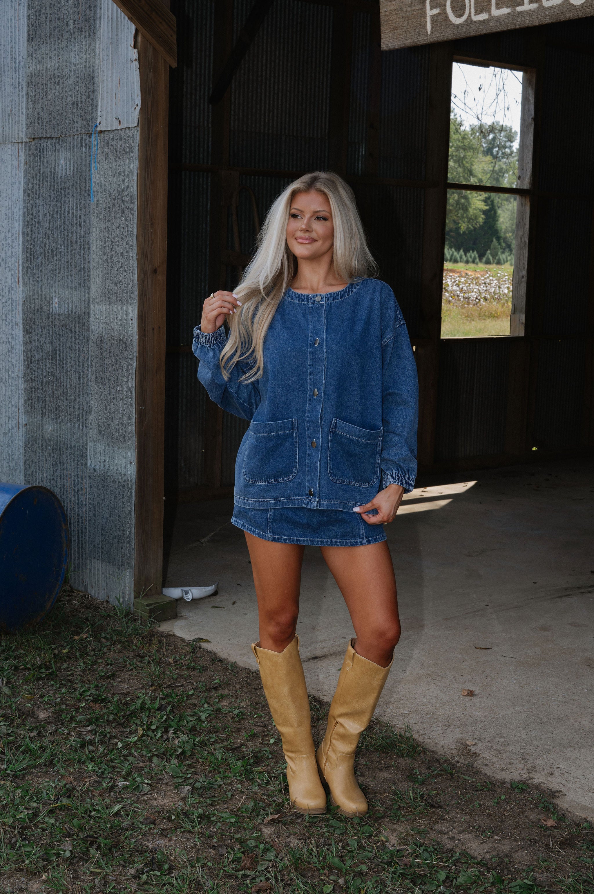 Lora Denim Skort Set-Indigo