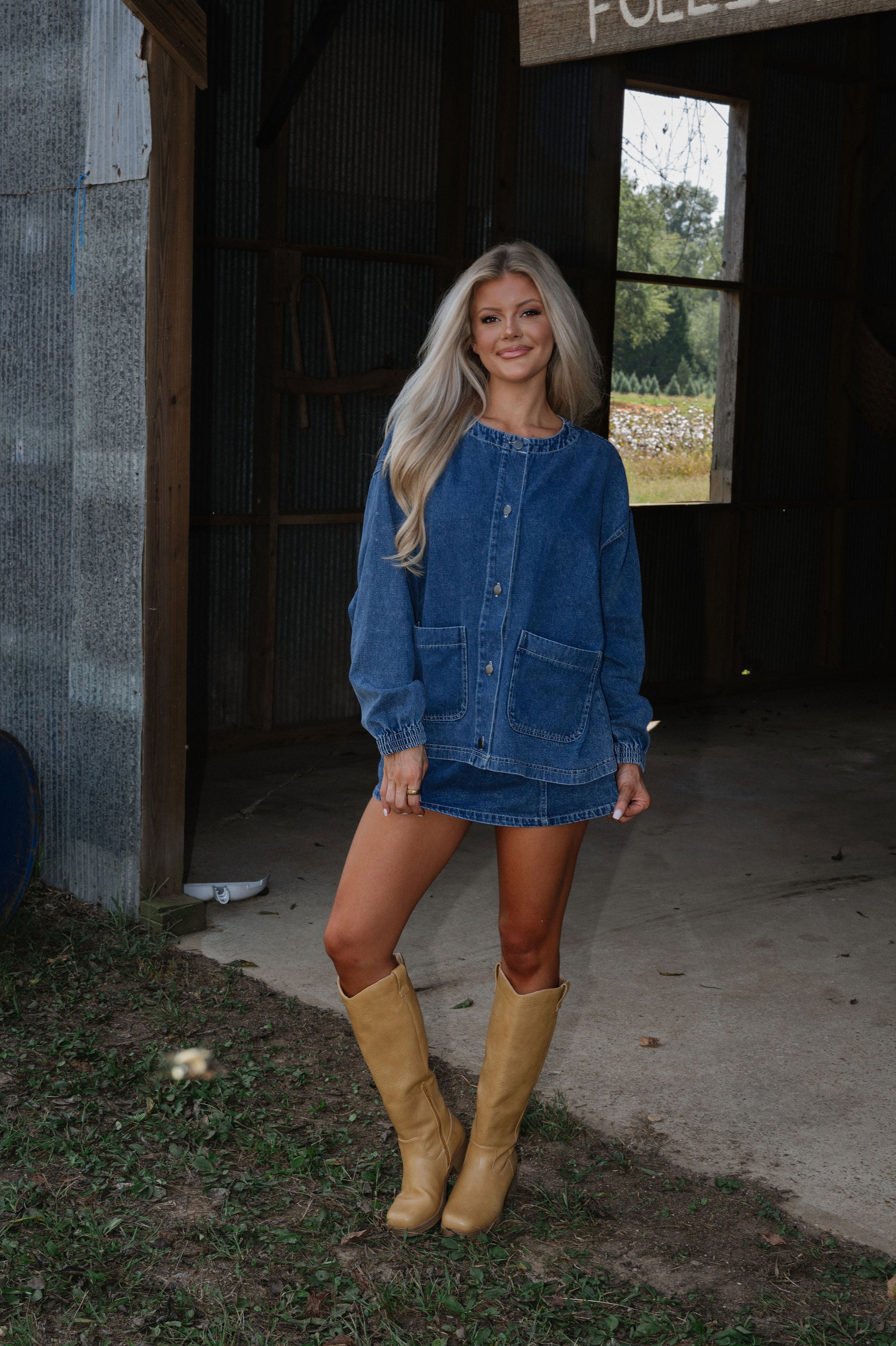 Lora Denim Skort Set-Indigo