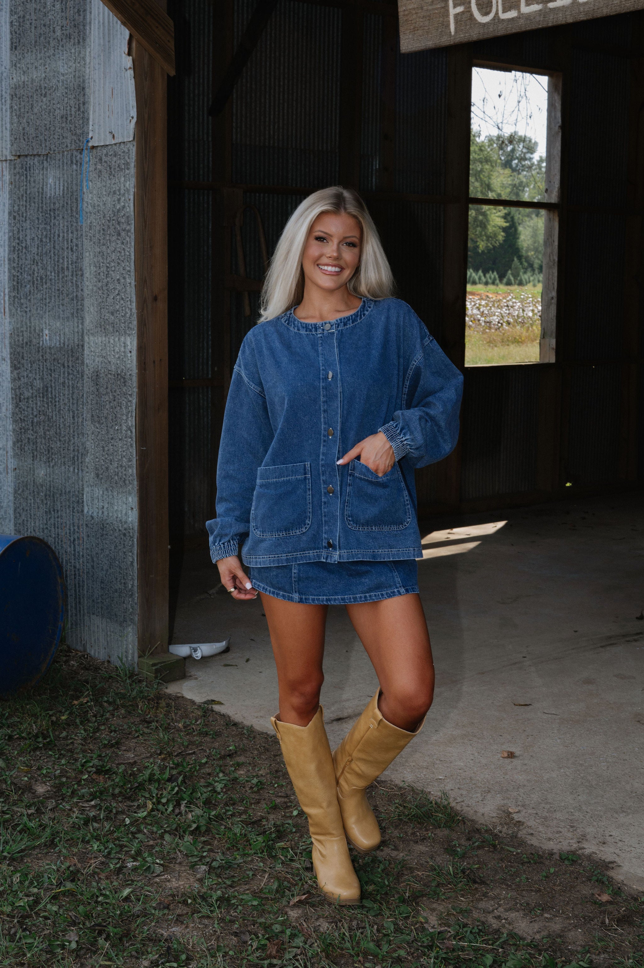 Lora Denim Skort Set-Indigo