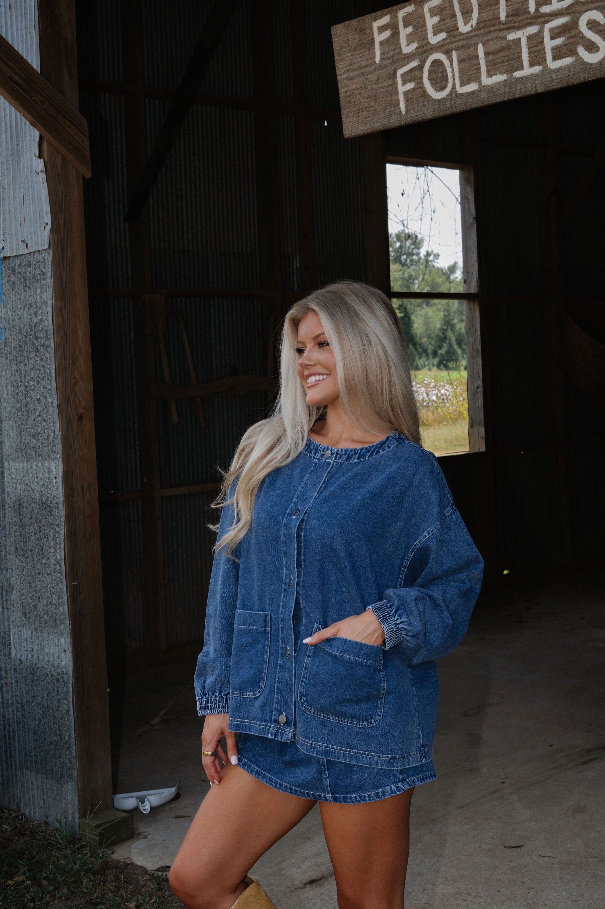 Lora Denim Skort Set-Indigo