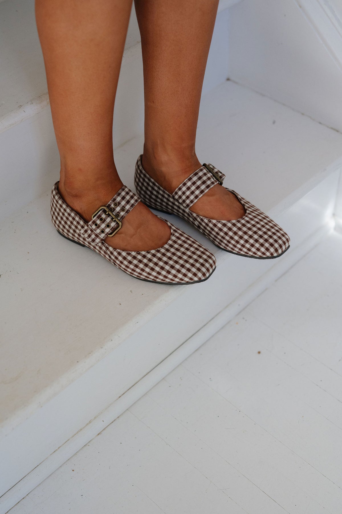 Soho Buckle Ballet Flat-Coffee Gingham