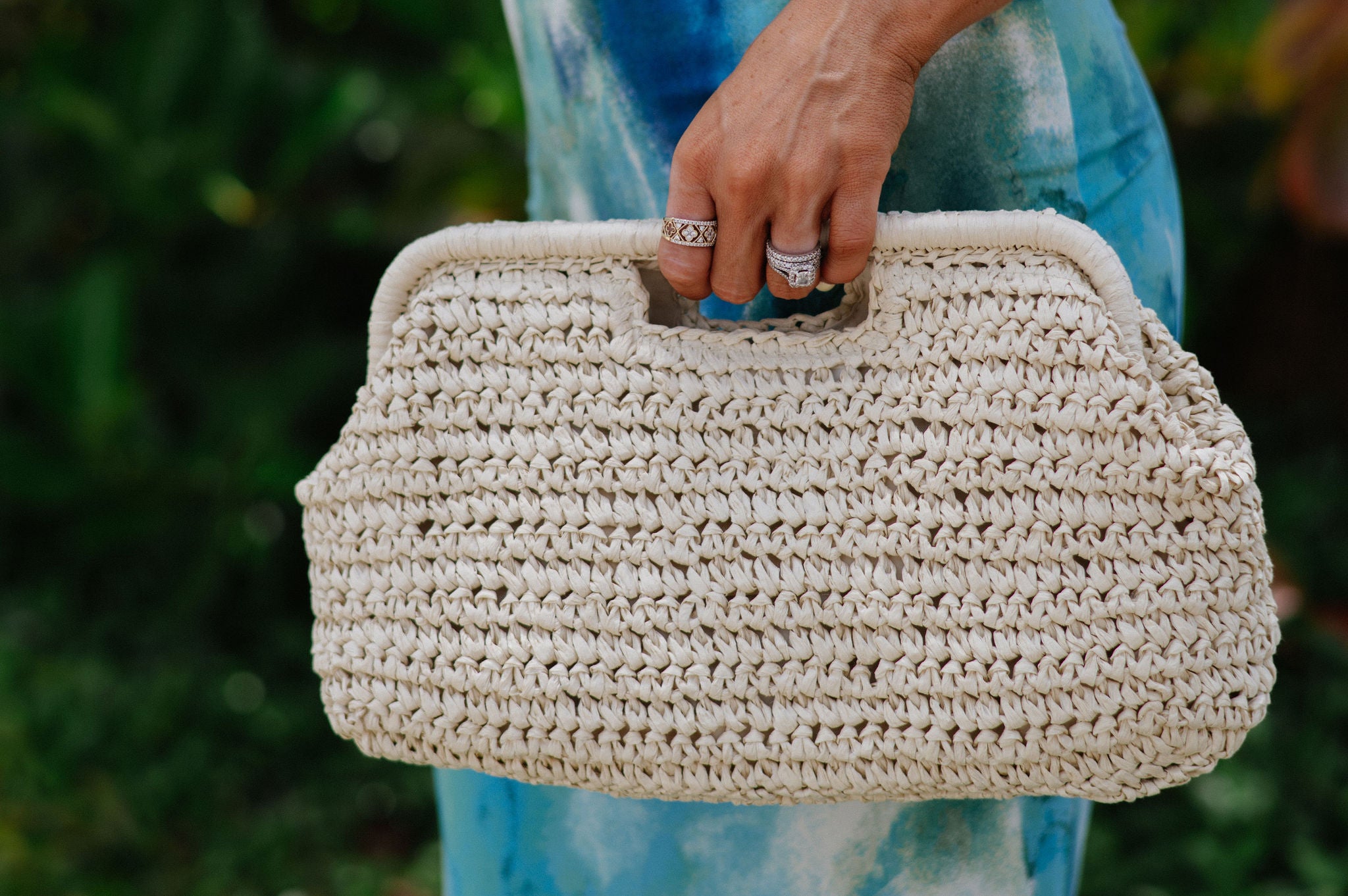 Lani Straw Clutch-Ivory