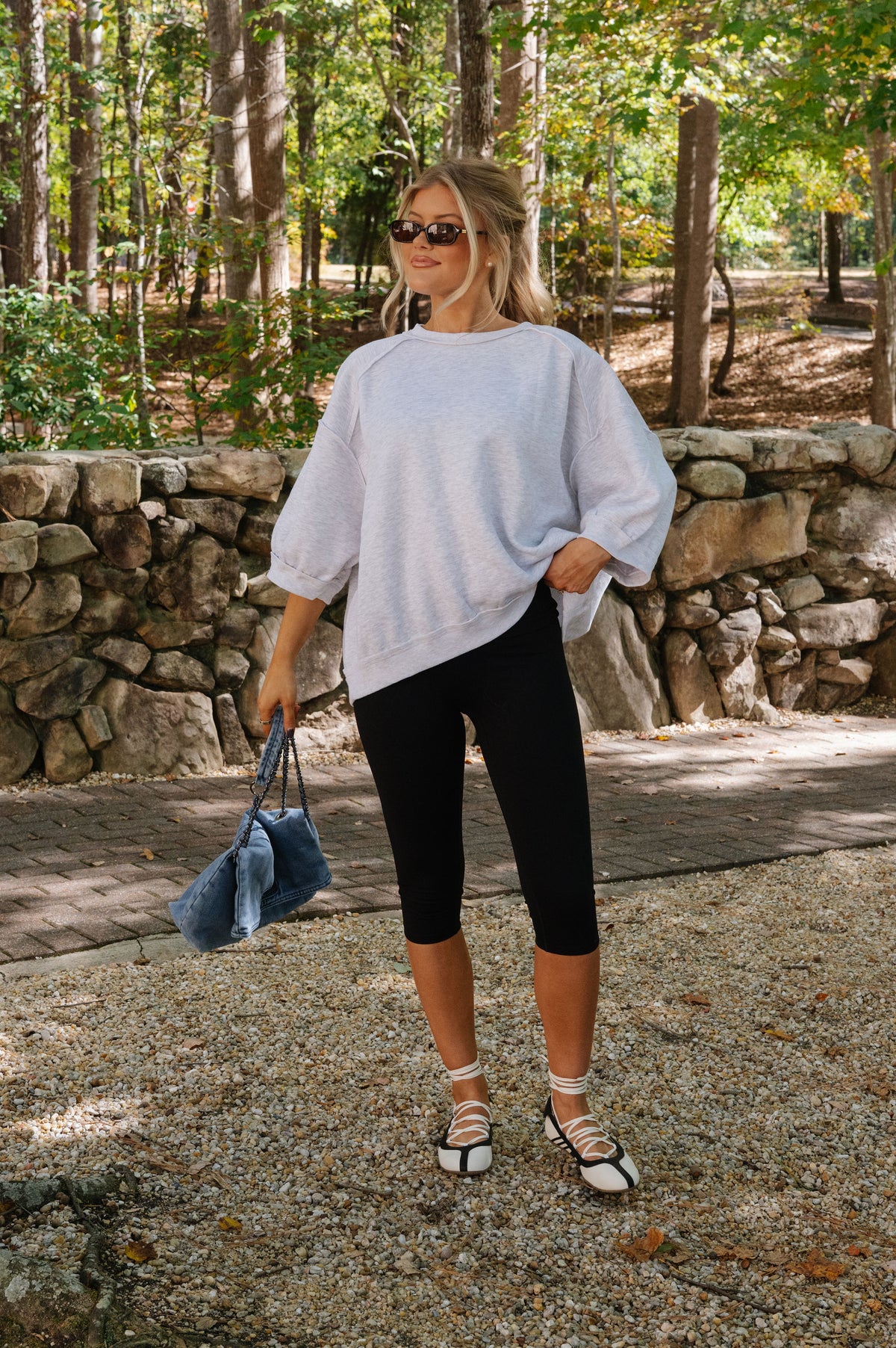 Raglan Sleeve Oversized Sweatshirt-Grey