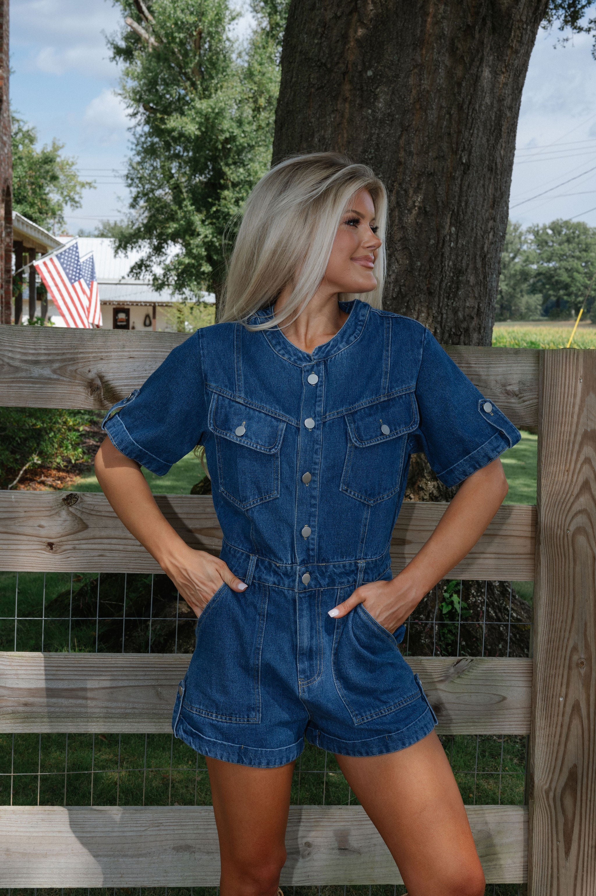 Meg Denim Romper