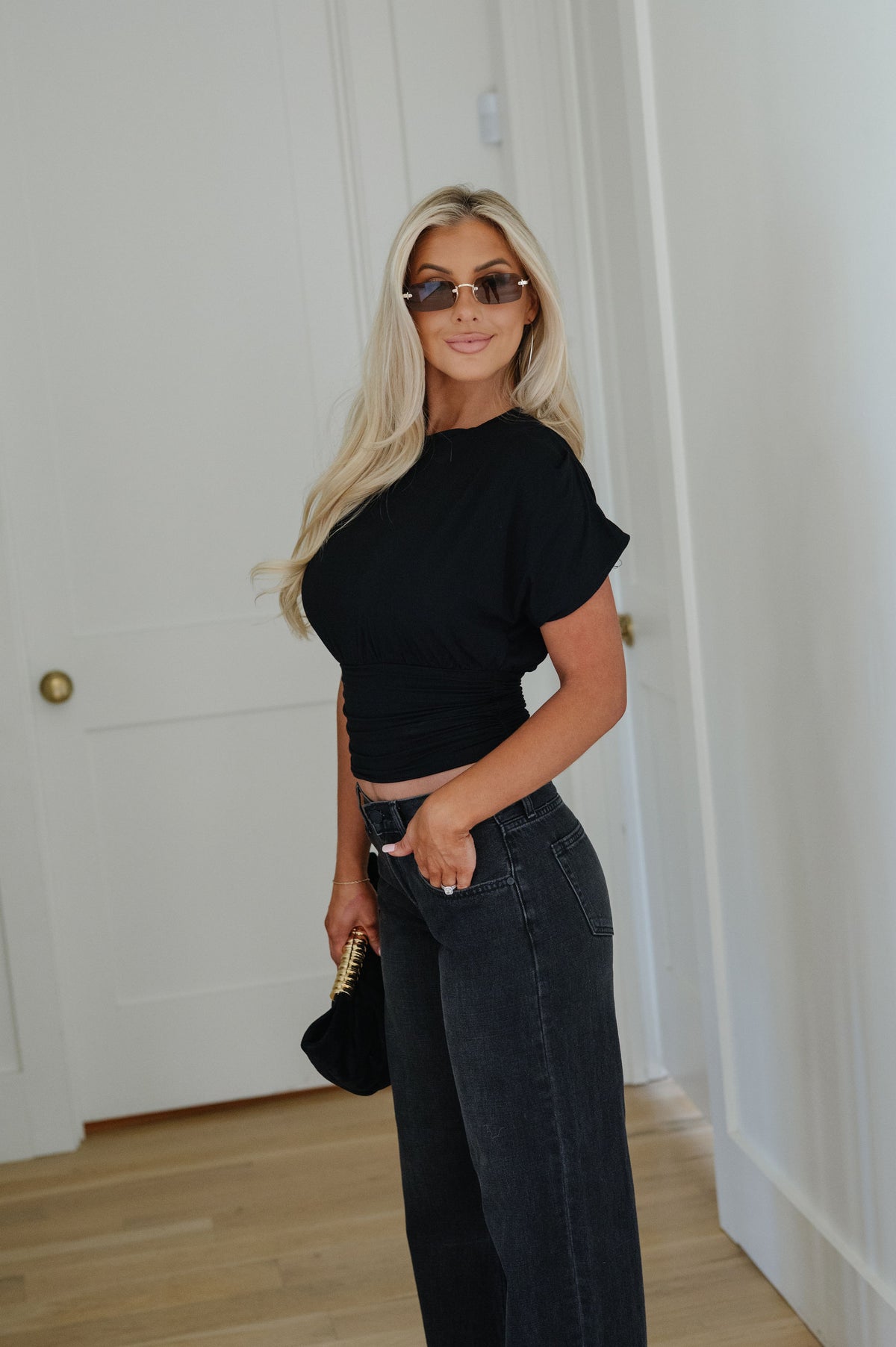Jessie Cinched Top-Black