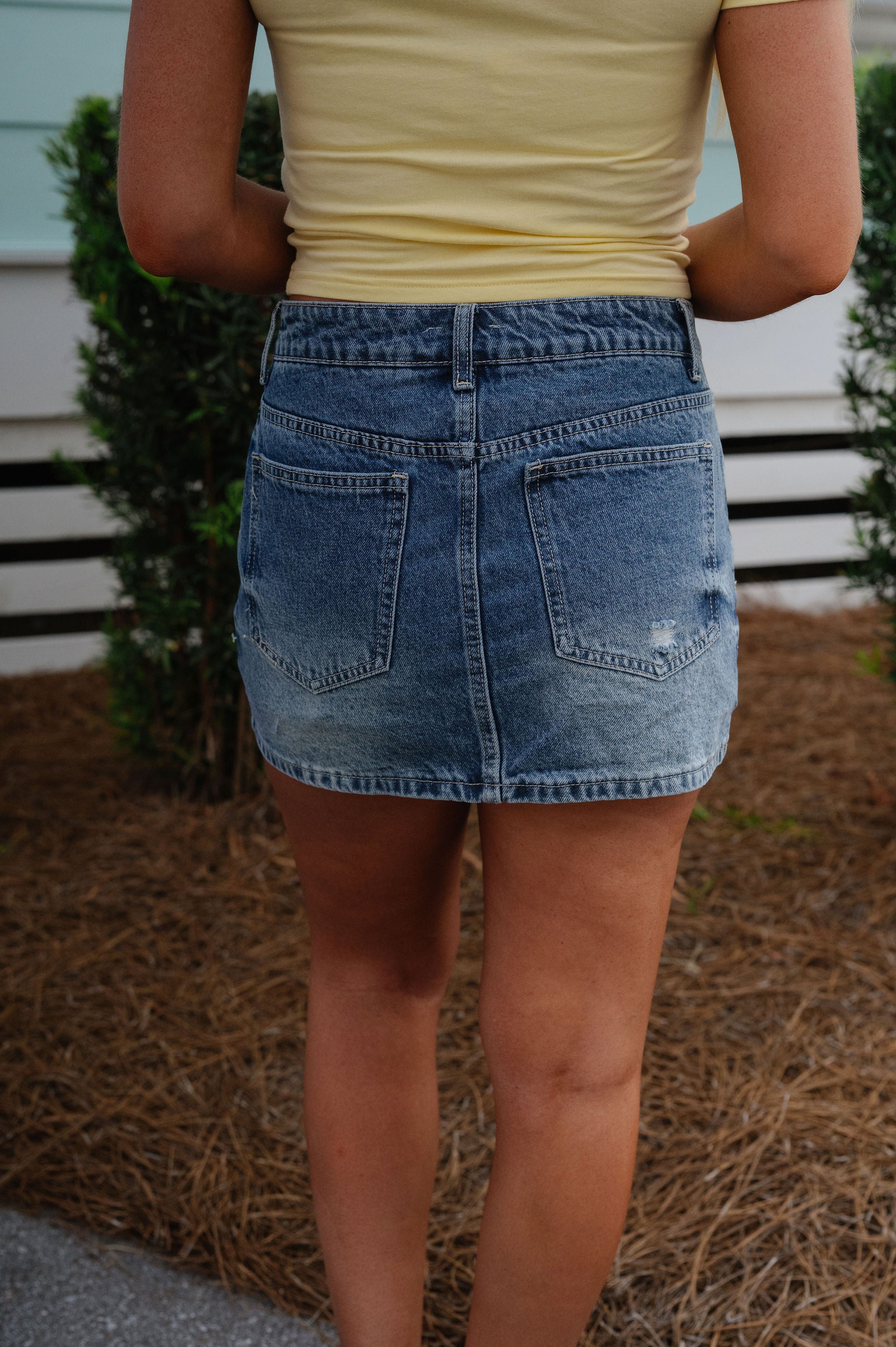 Blaire Washed Mini Skort-Medium Denim