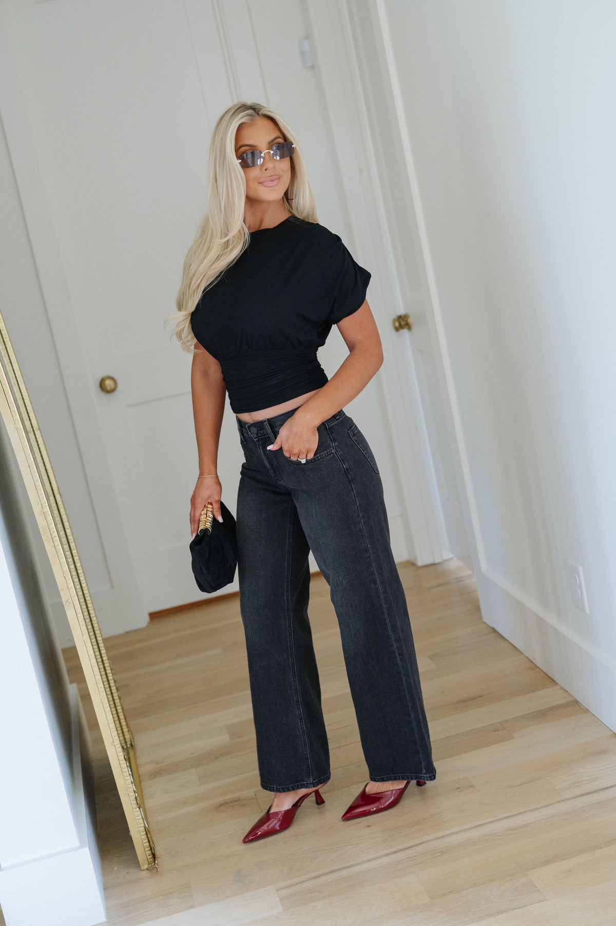 Jessie Cinched Top-Black