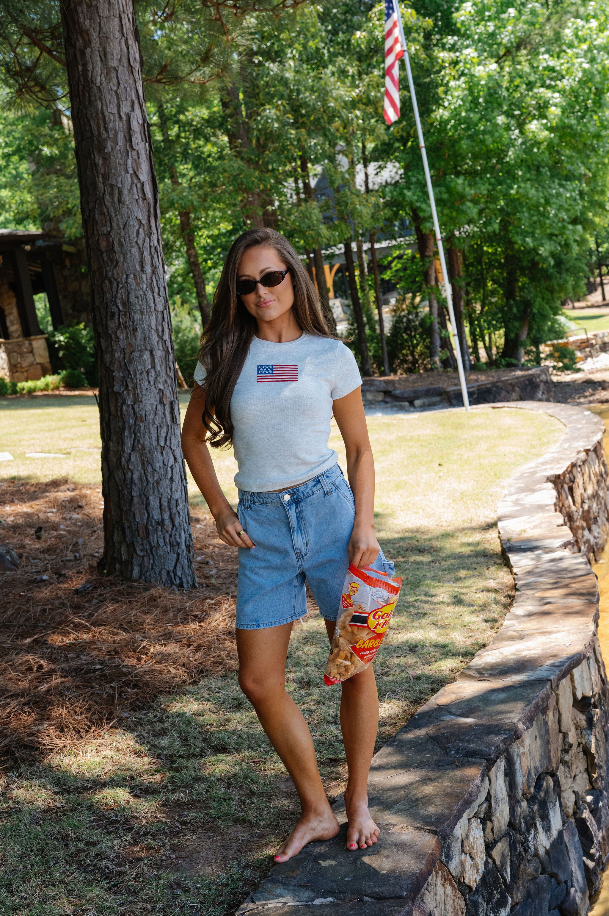 American Flag Short Sleeve T-Shirt-Melange