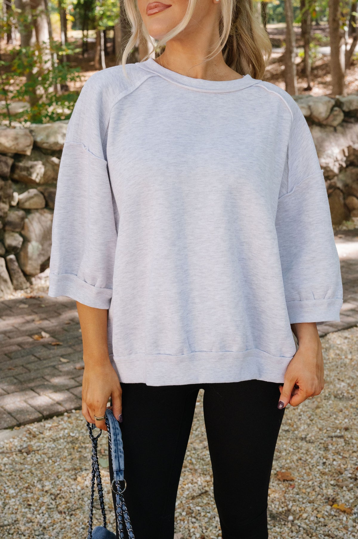 Raglan Sleeve Oversized Sweatshirt-Grey