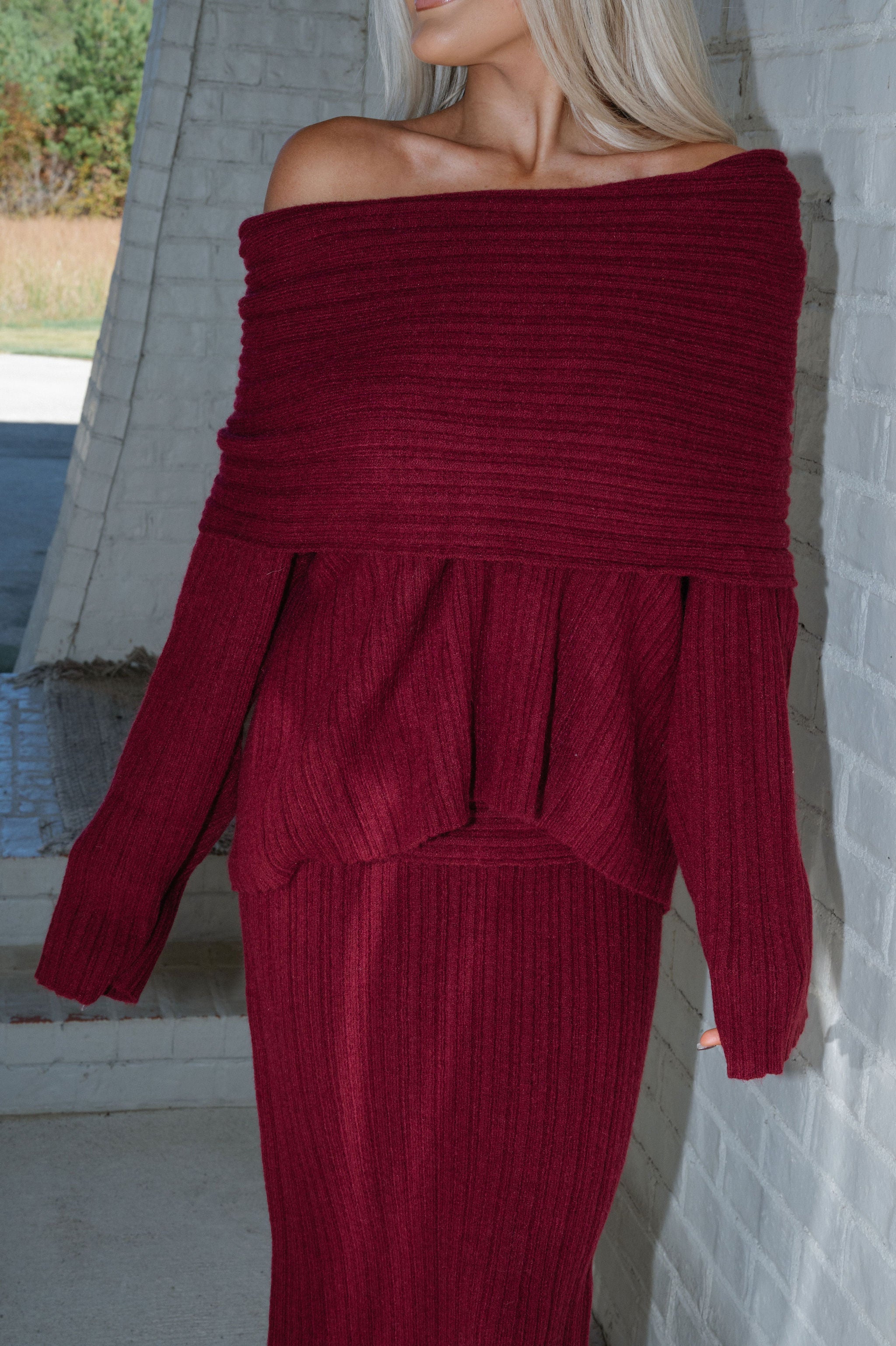 Theo Sweater Skirt Set-Ruby
