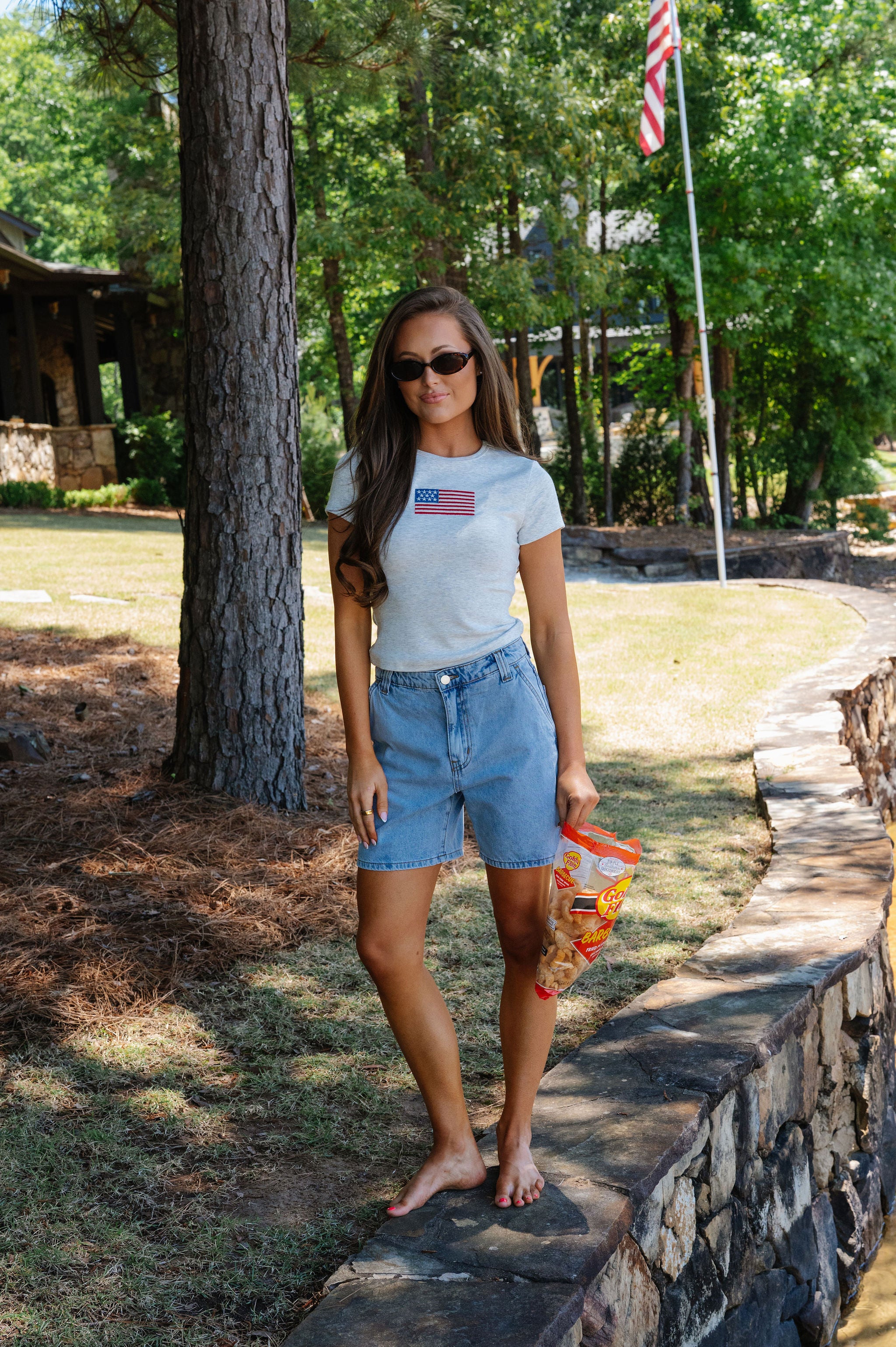 American Flag Short Sleeve T-Shirt-Melange