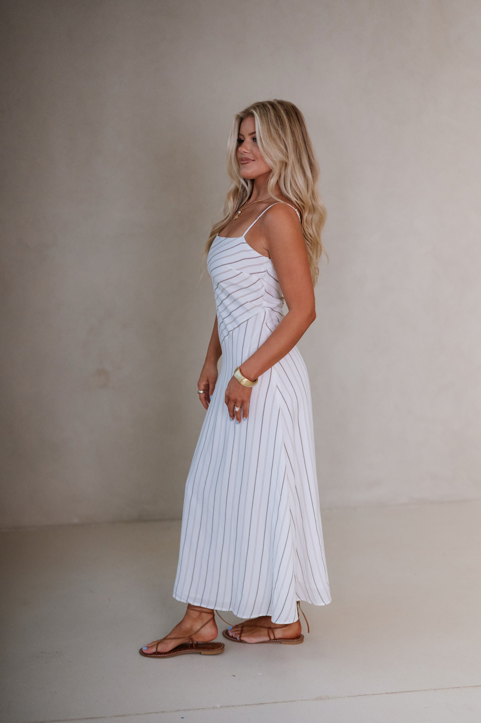Lily Striped Maxi Dress-Off White