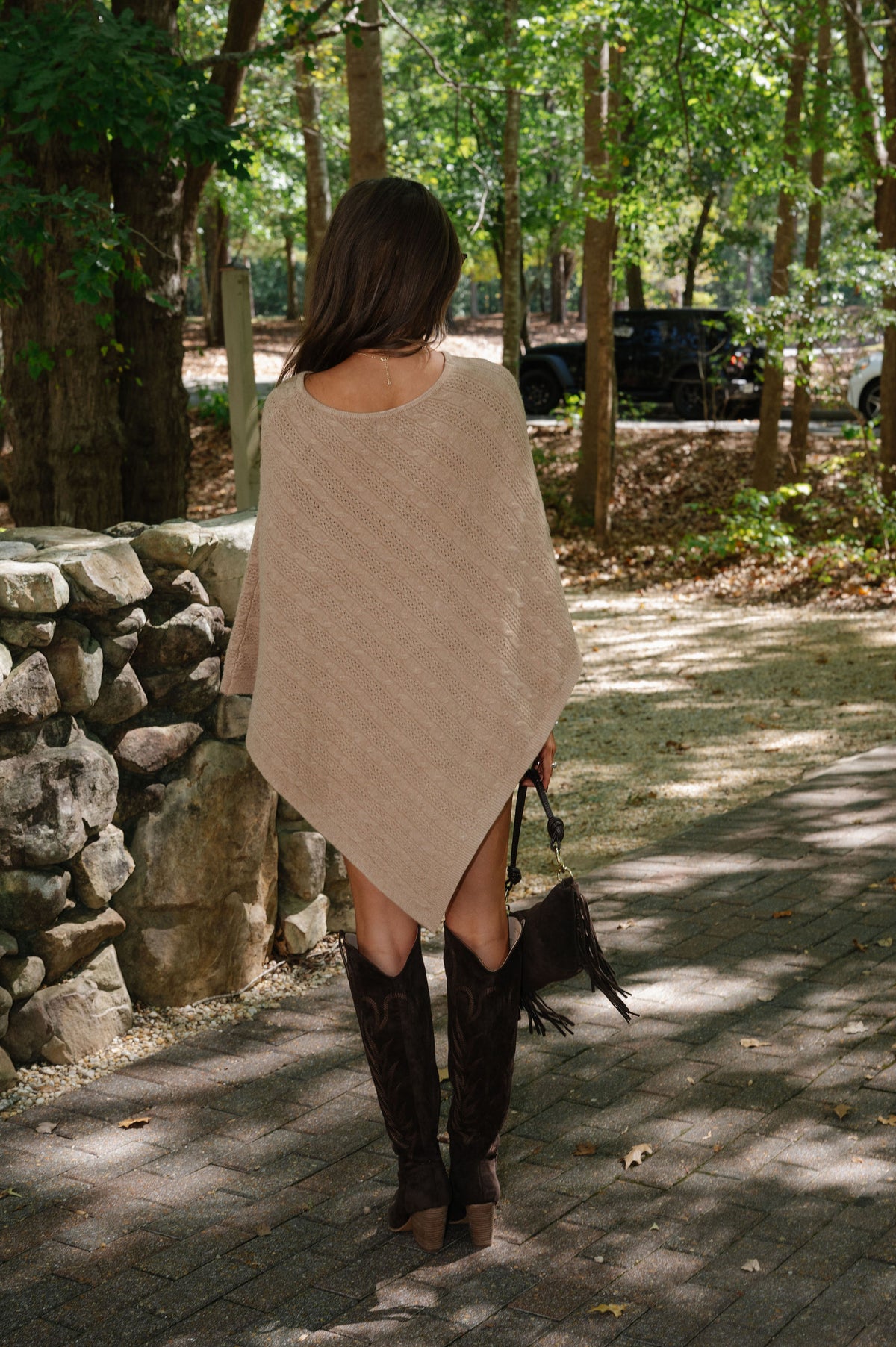 Vera Knit Poncho-Taupe