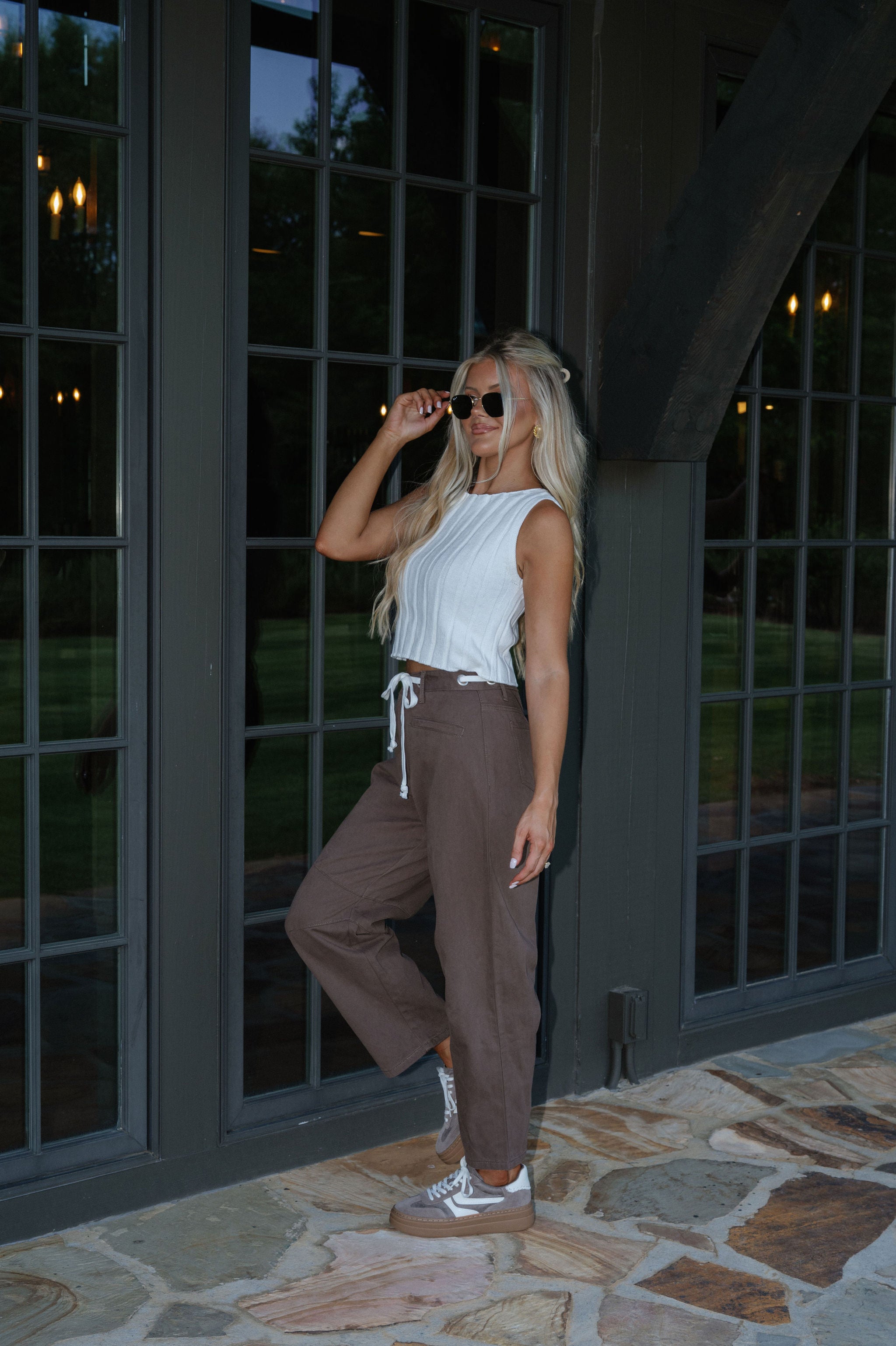 Leslie Barrel Pants-Chocolate