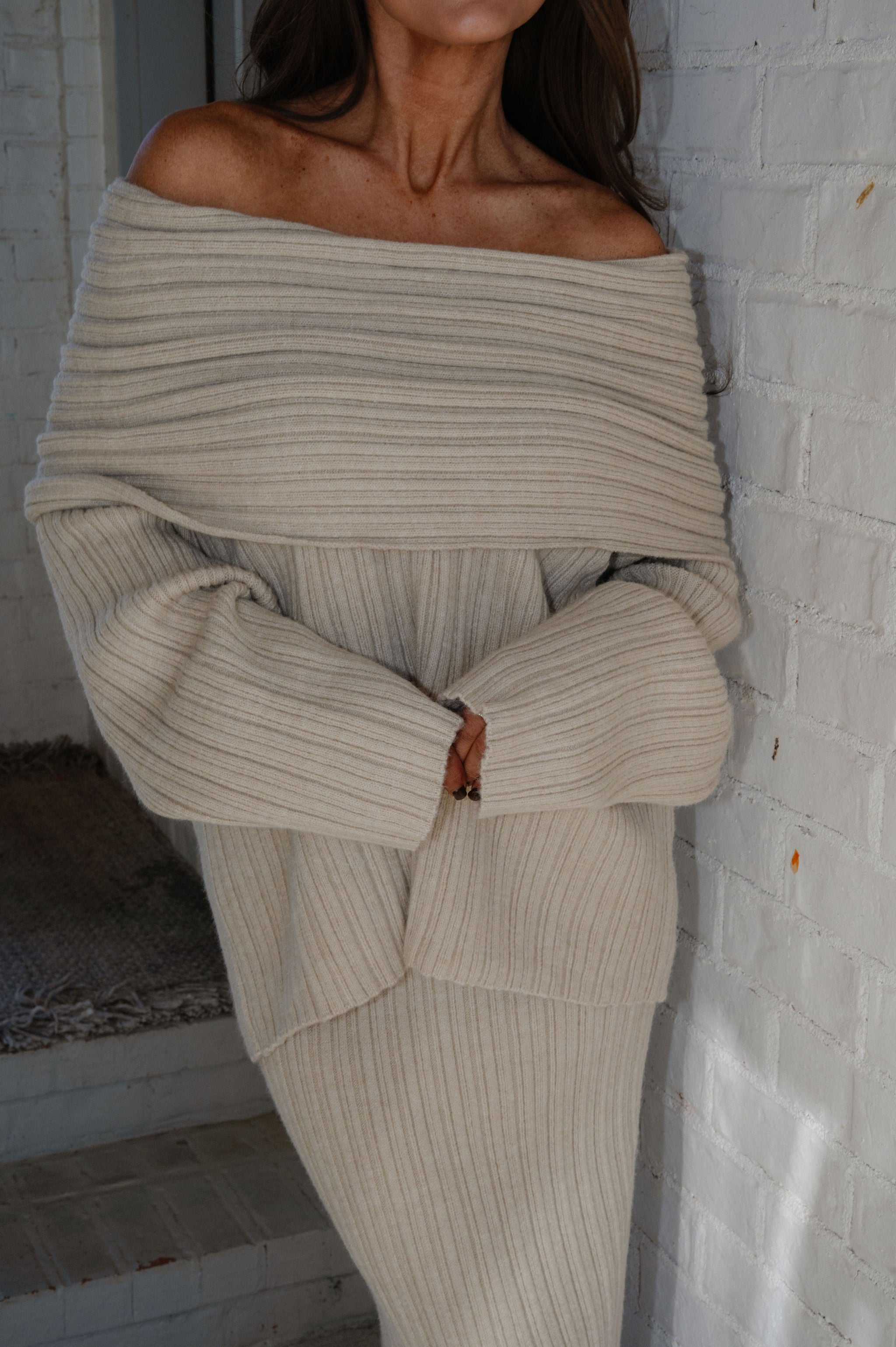 Theo Sweater Skirt Set-Beige