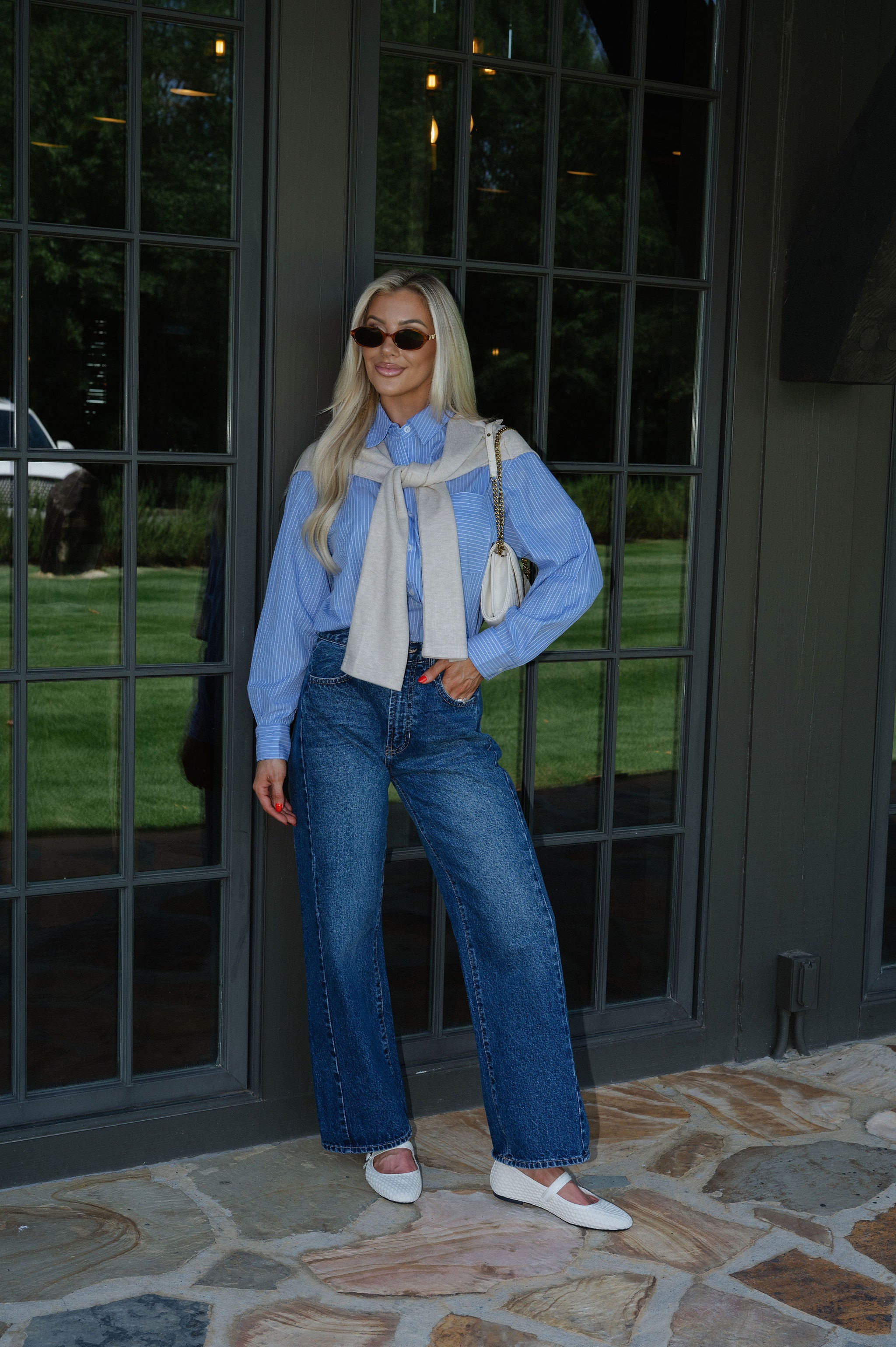 Kourtney Layered Top-Chambray