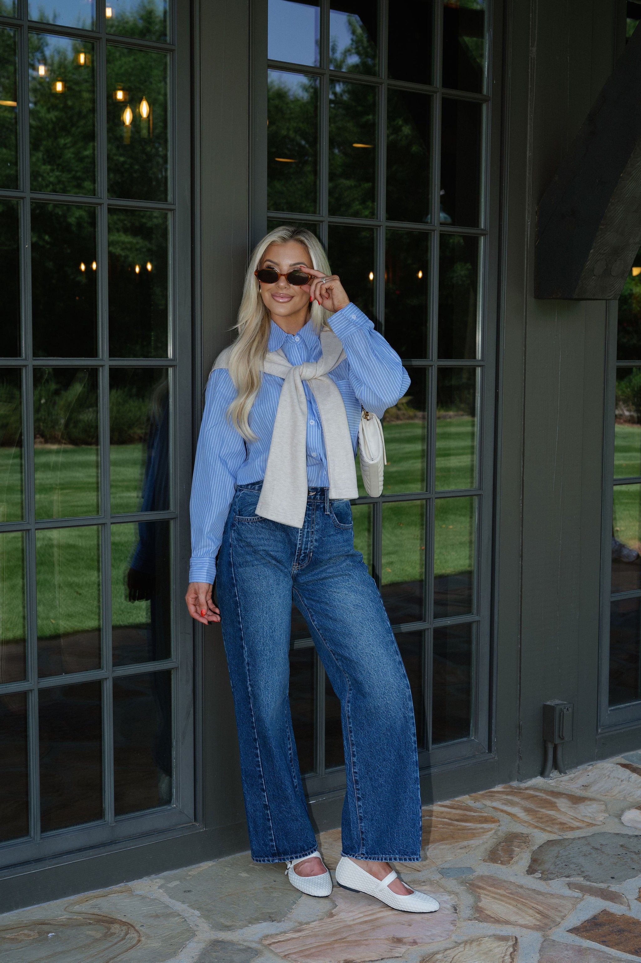 Kourtney Layered Top-Chambray