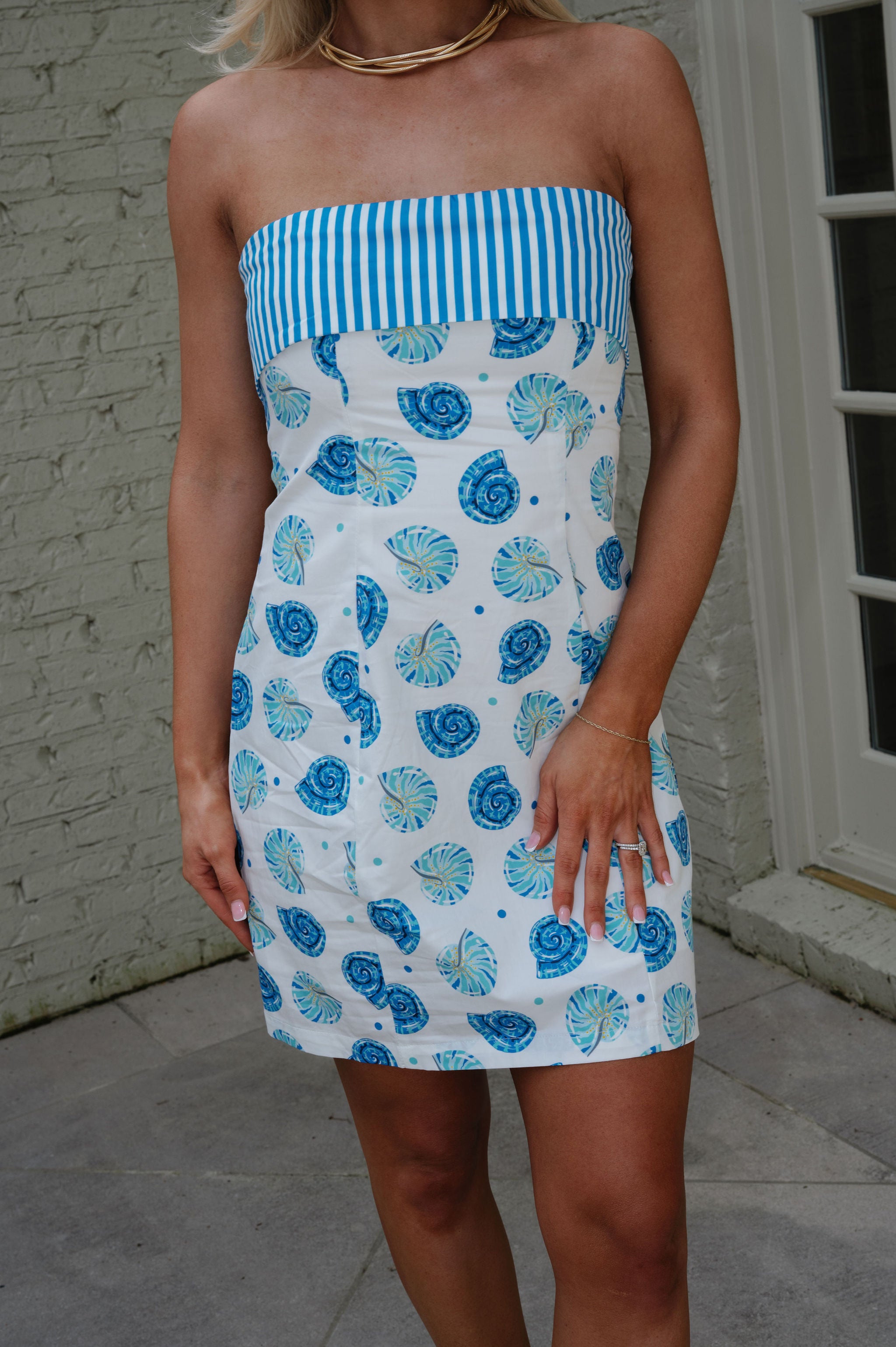 Sanibel Strapless Mini Dress-Blue