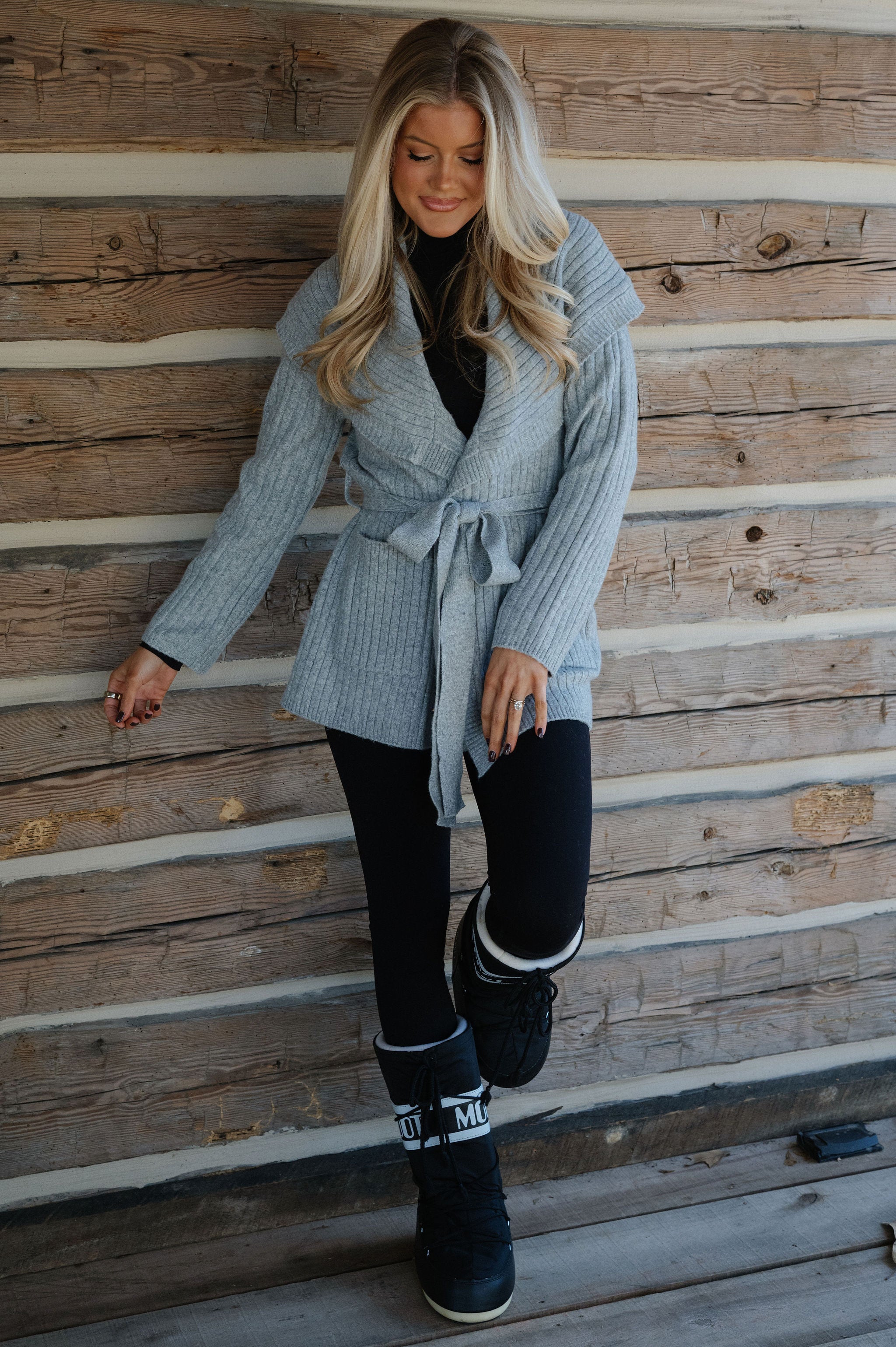 Dottie Wrap Sweater-Heather Grey