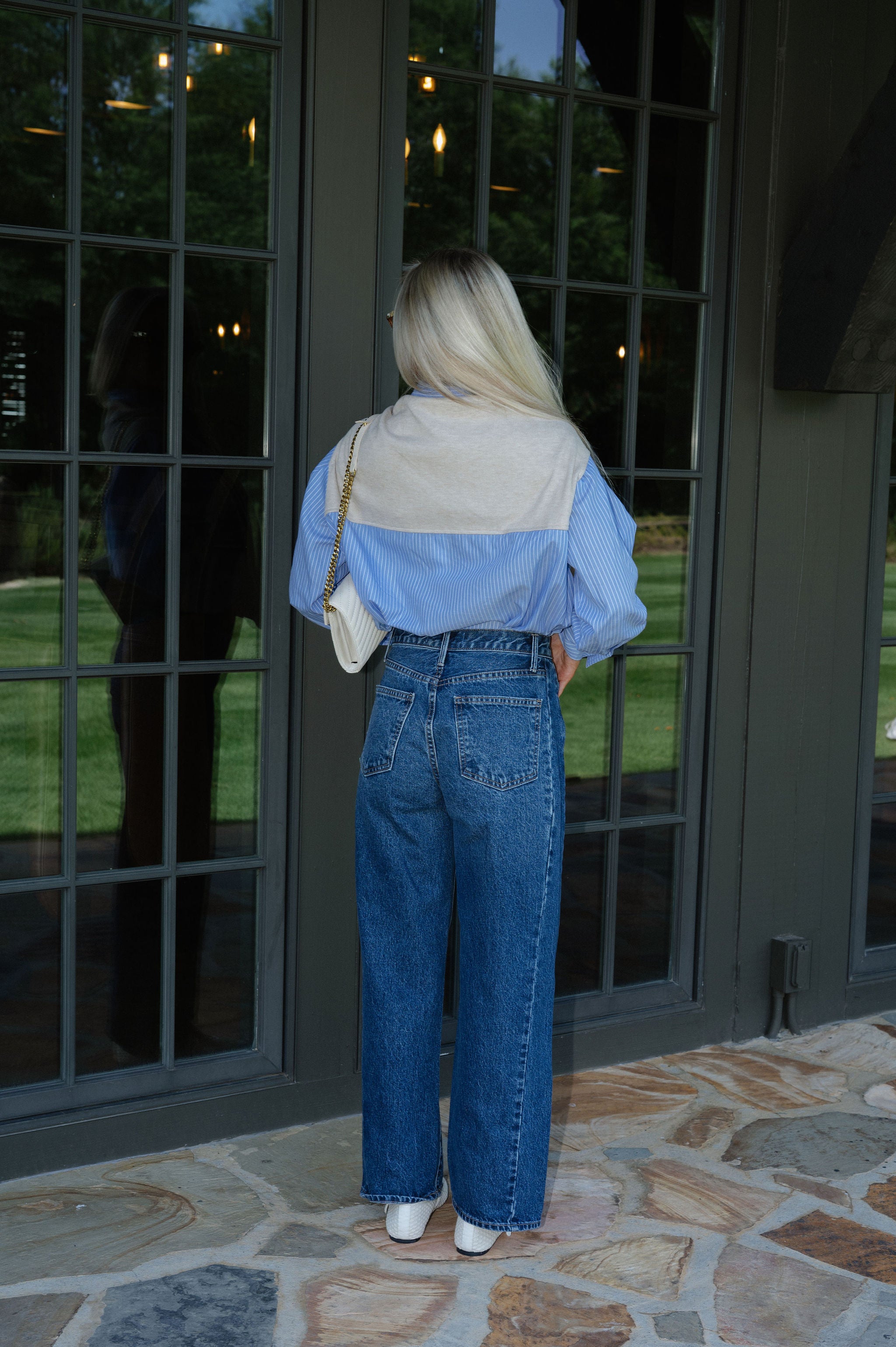 Kourtney Layered Top-Chambray