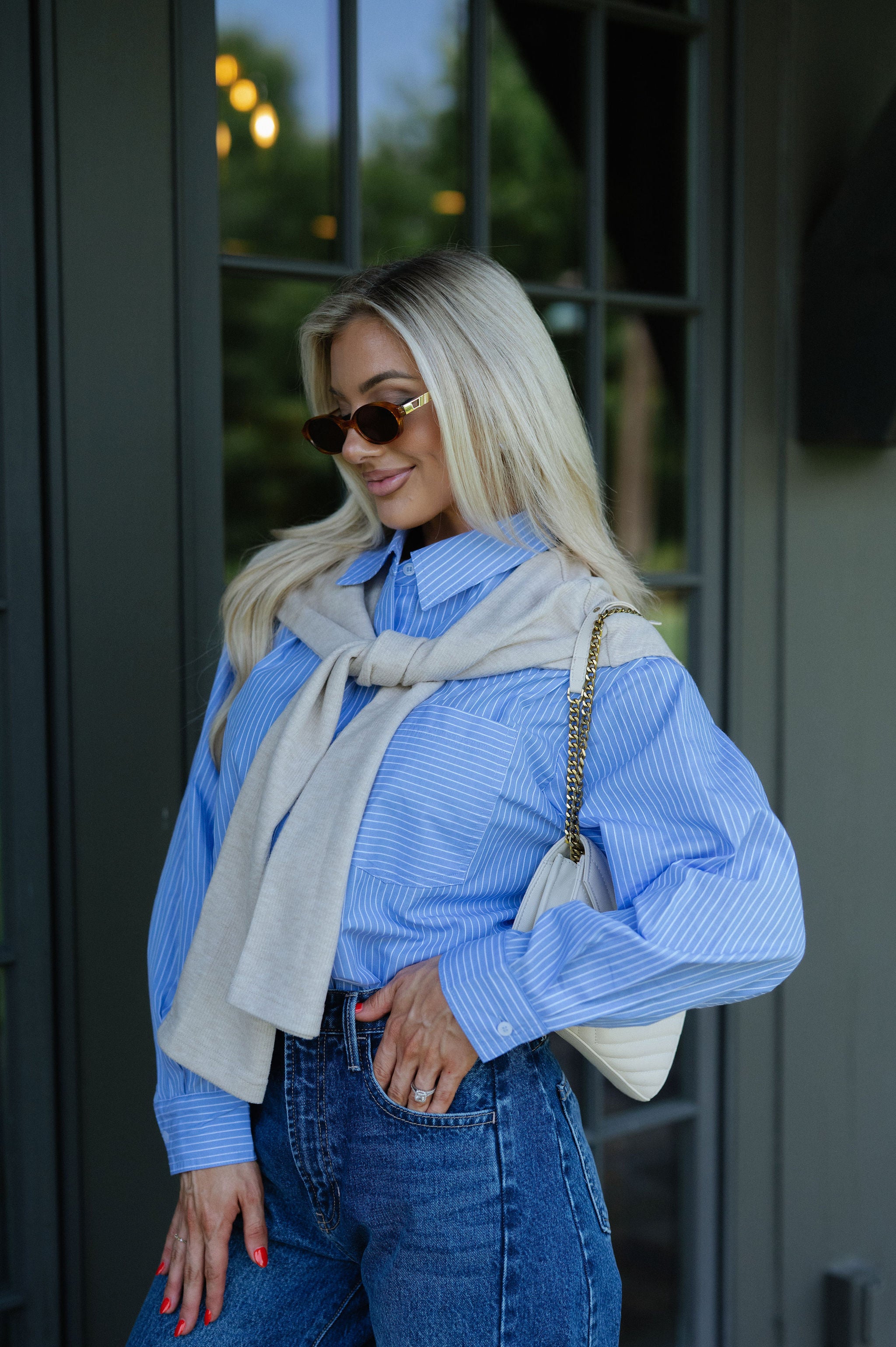 Kourtney Layered Top-Chambray