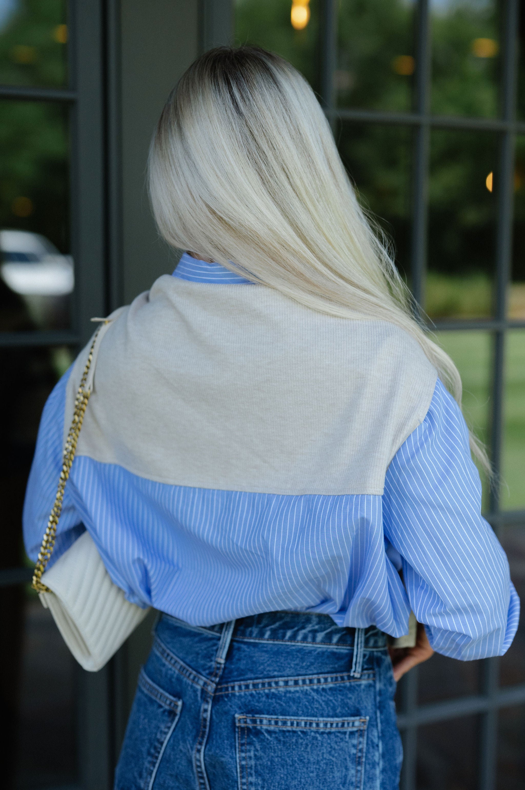 Kourtney Layered Top-Chambray