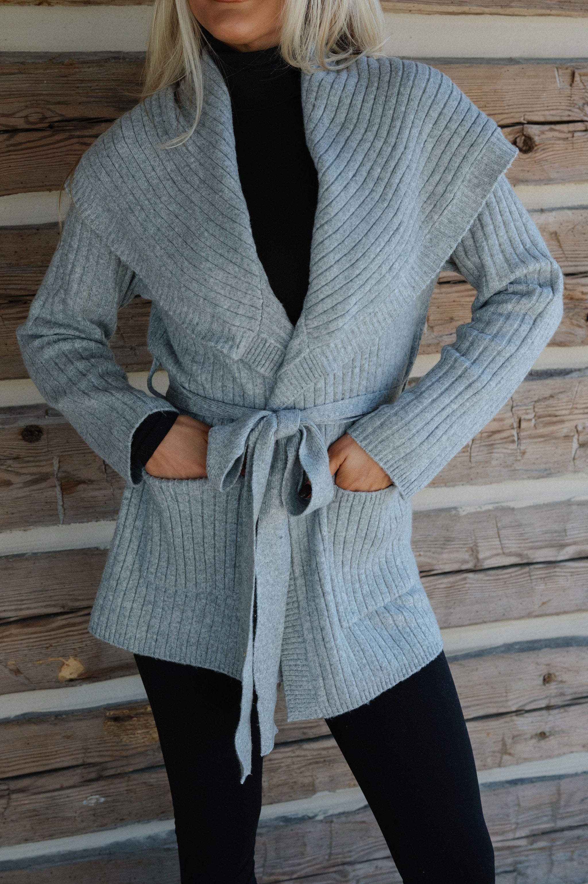 Dottie Wrap Sweater-Heather Grey