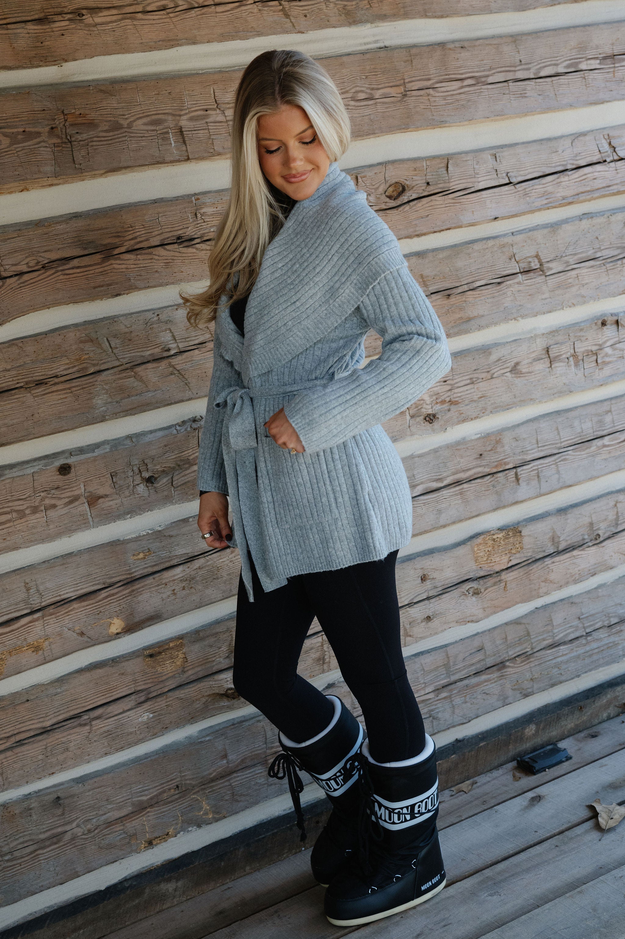 Dottie Wrap Sweater-Heather Grey
