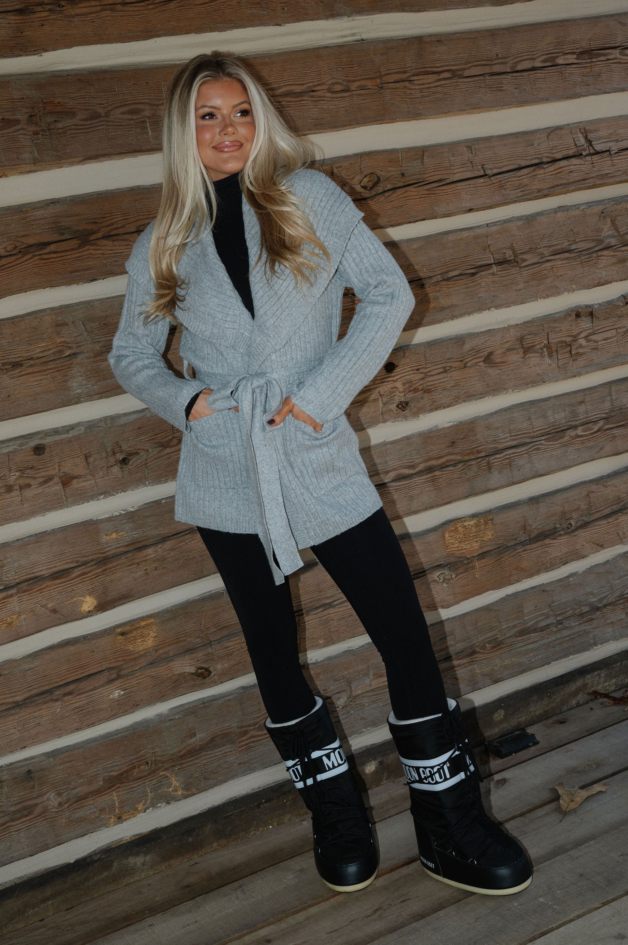 Dottie Wrap Sweater-Heather Grey