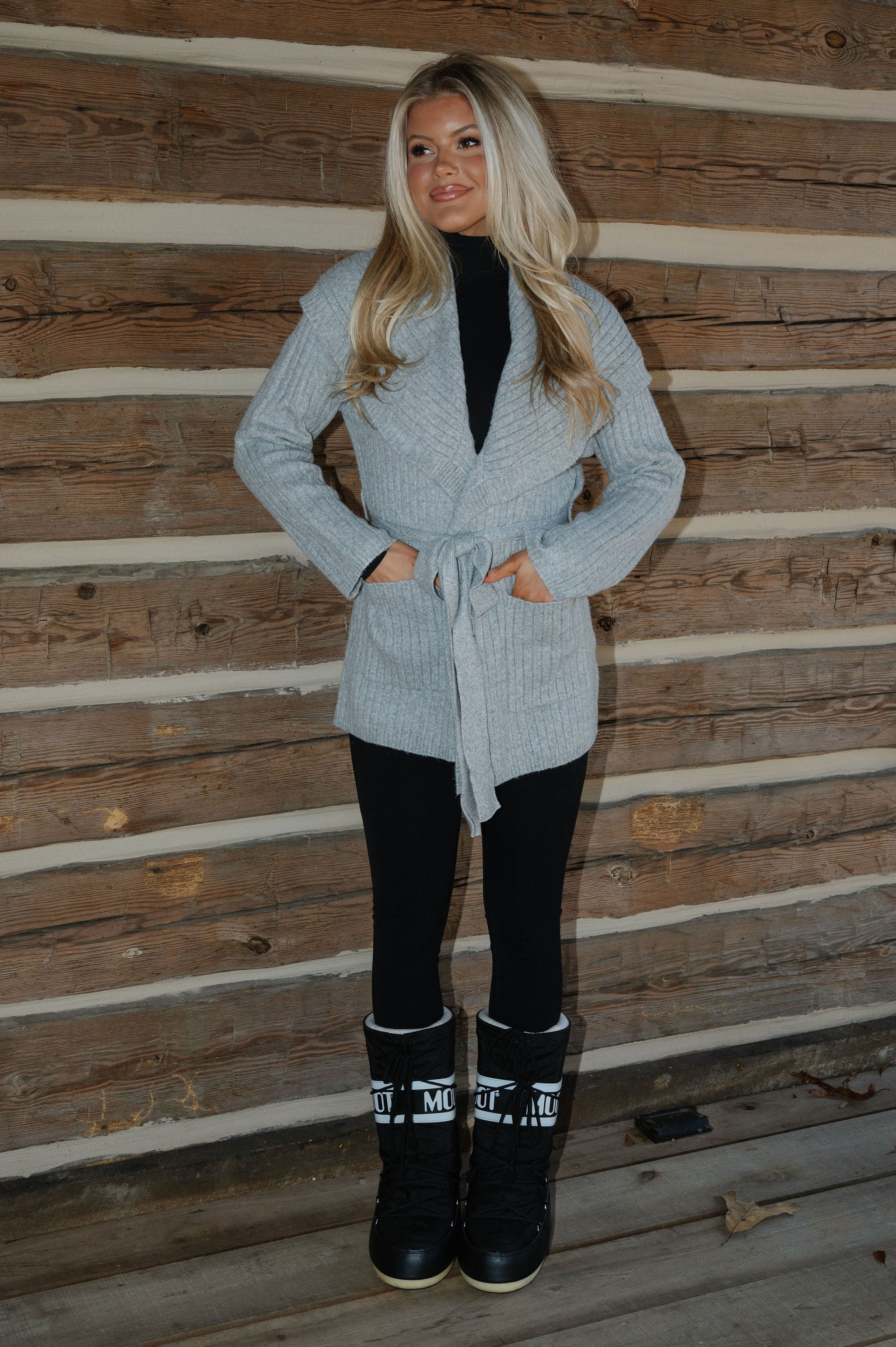 Dottie Wrap Sweater-Heather Grey