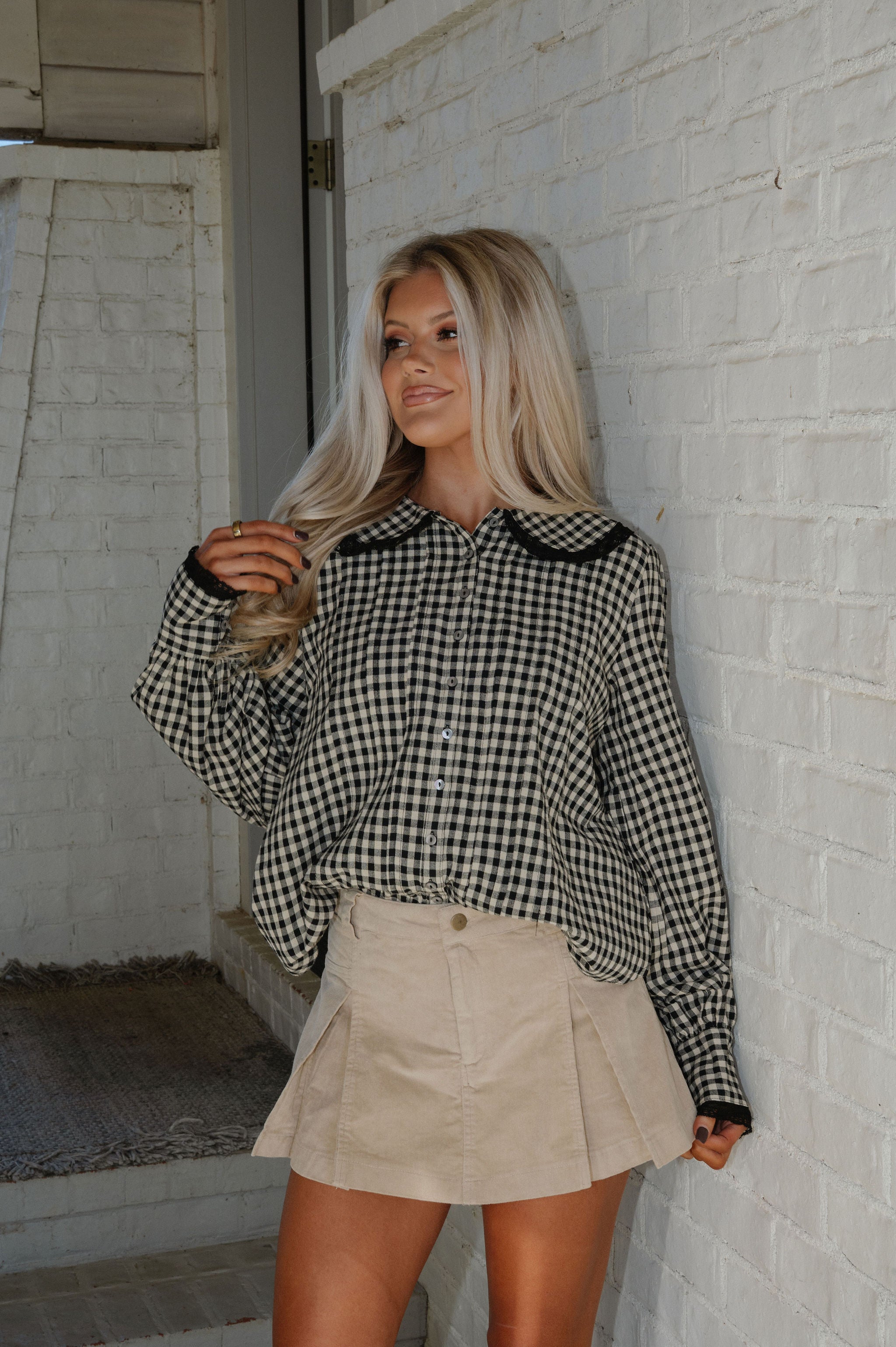 Kayden Gingham Shirt-Black/Taupe