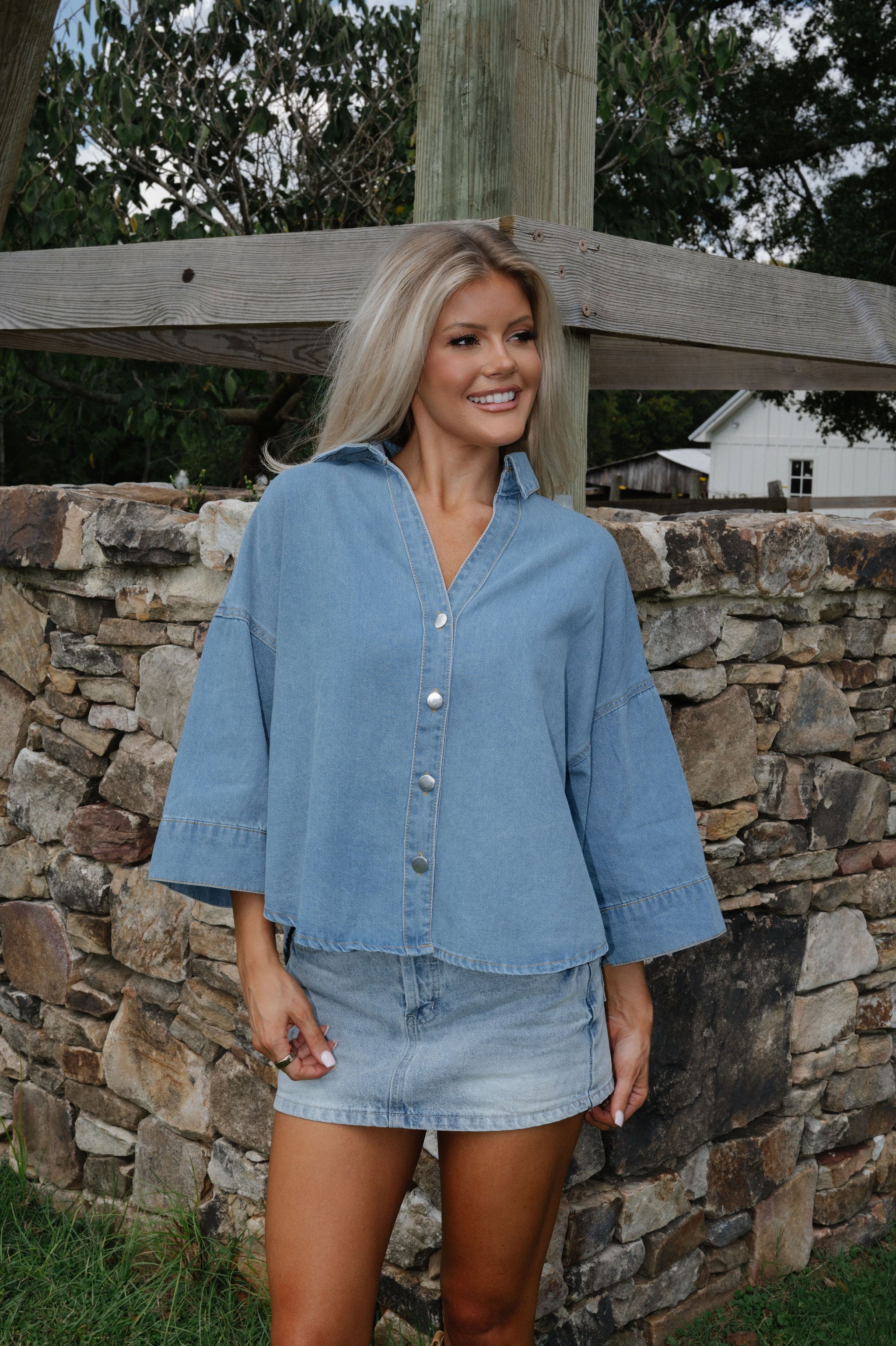 Juda Oversized Top-Denim