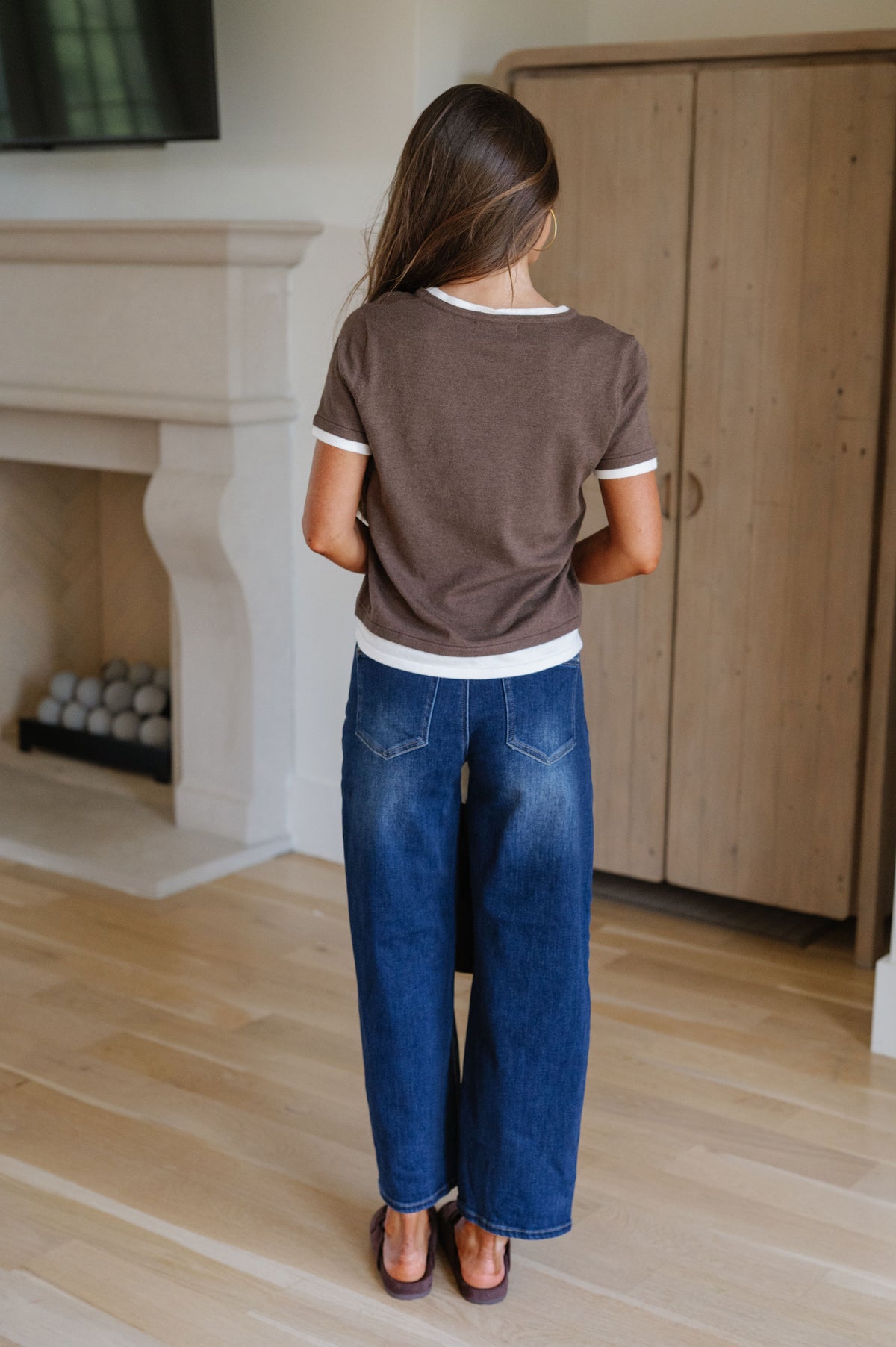 Double Layered Knit Top-Brown