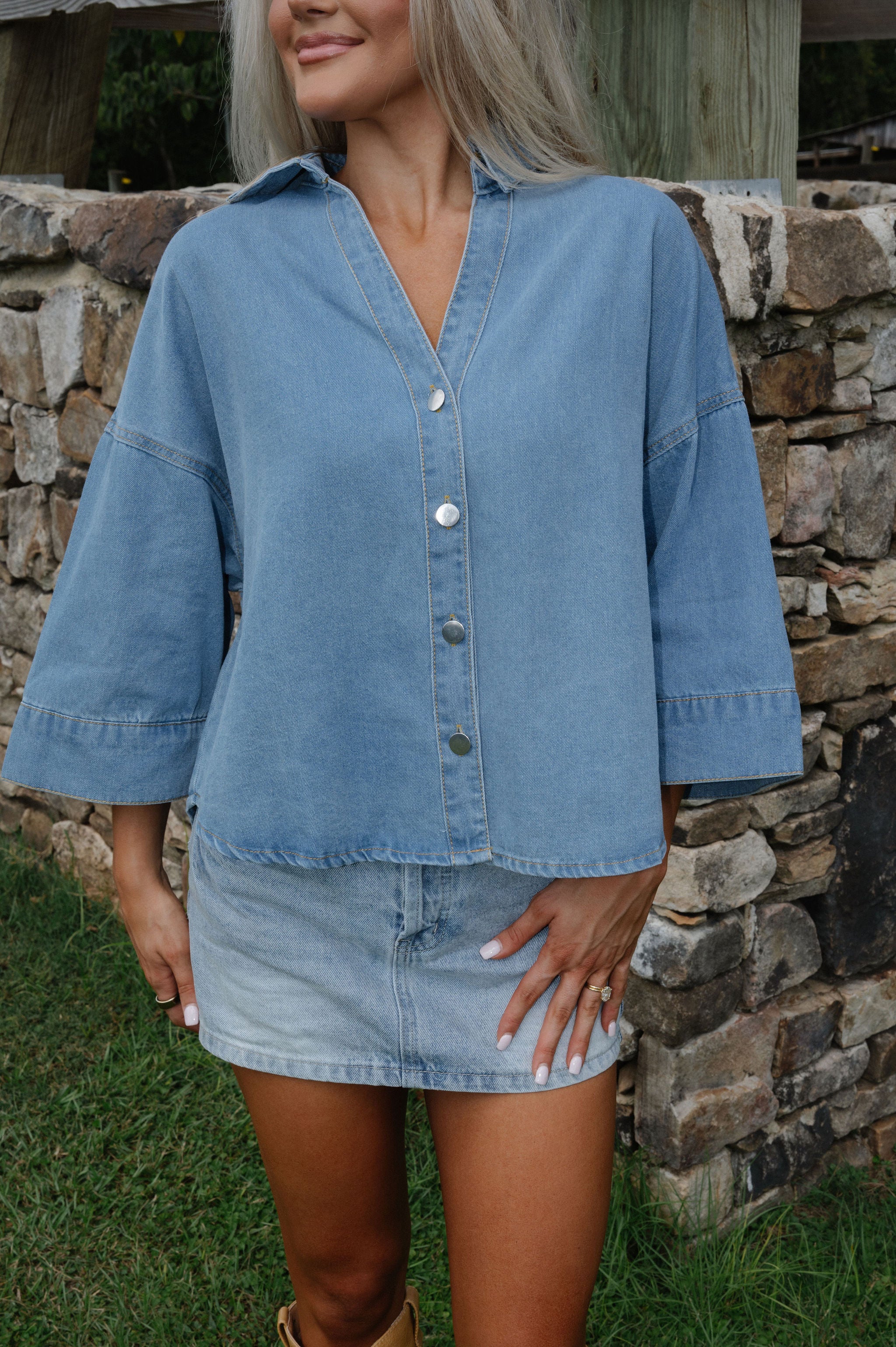 Juda Oversized Top-Denim
