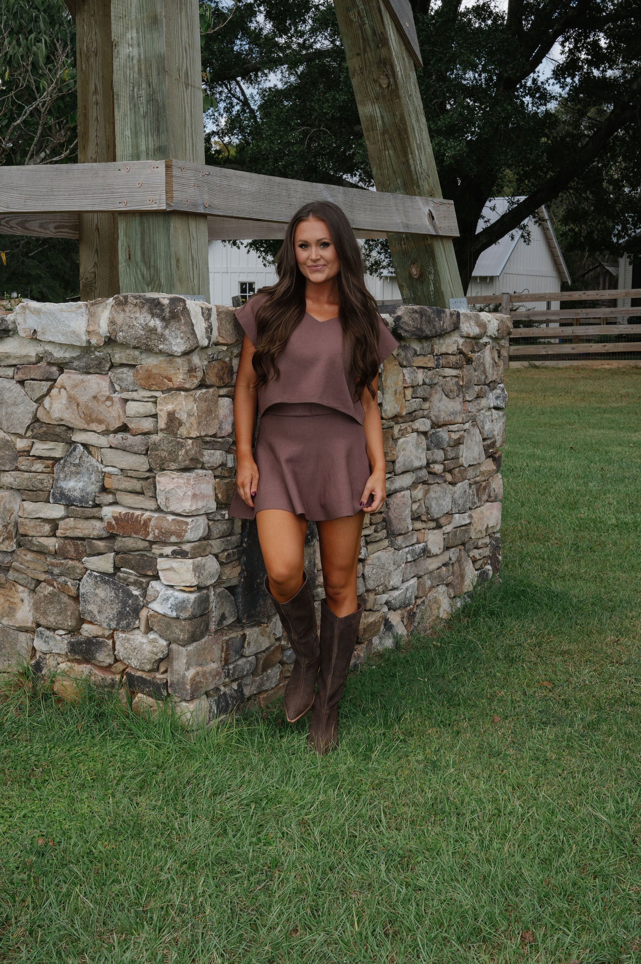 Joy Mini Skirt Set-Brown