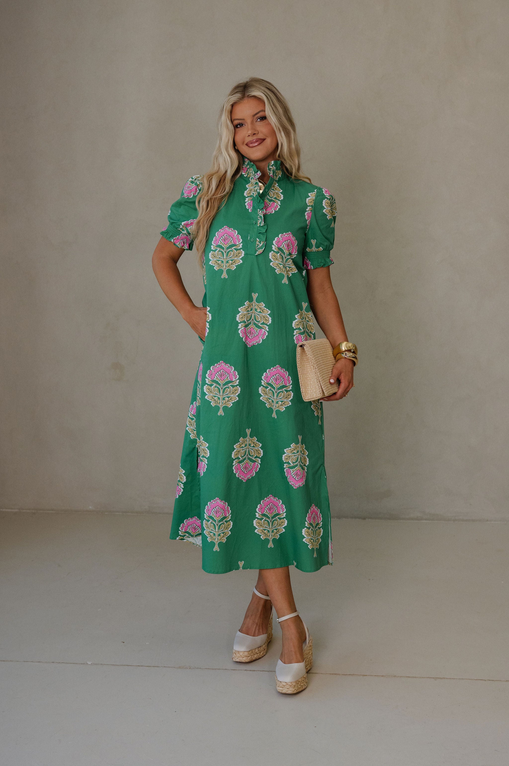 Eva Midi Dress-Green