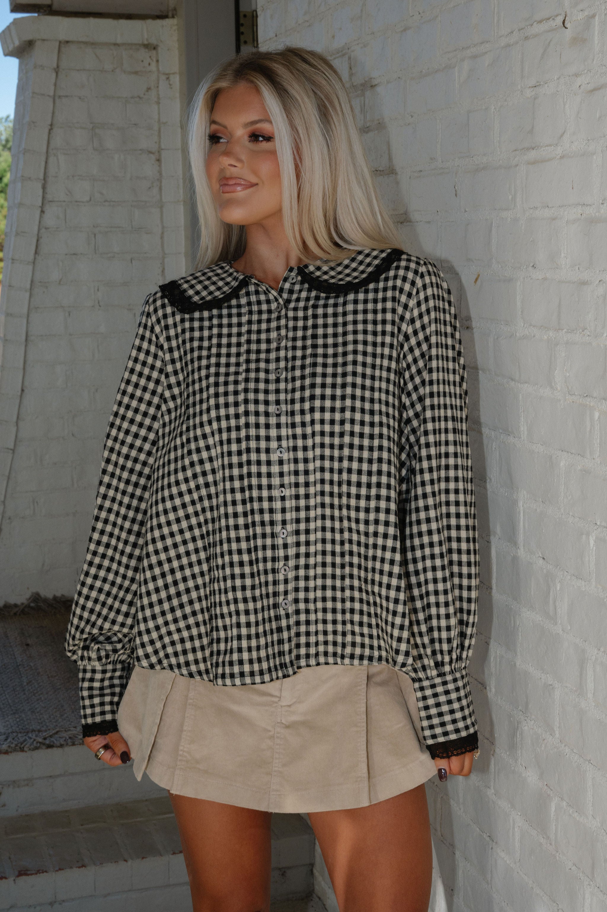 Kayden Gingham Shirt-Black/Taupe
