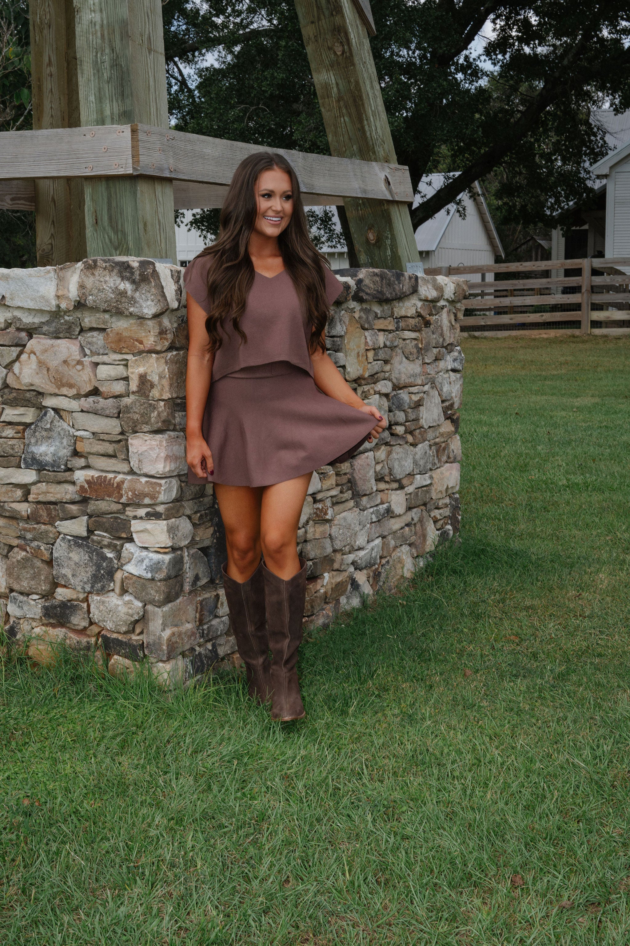 Joy Mini Skirt Set-Brown
