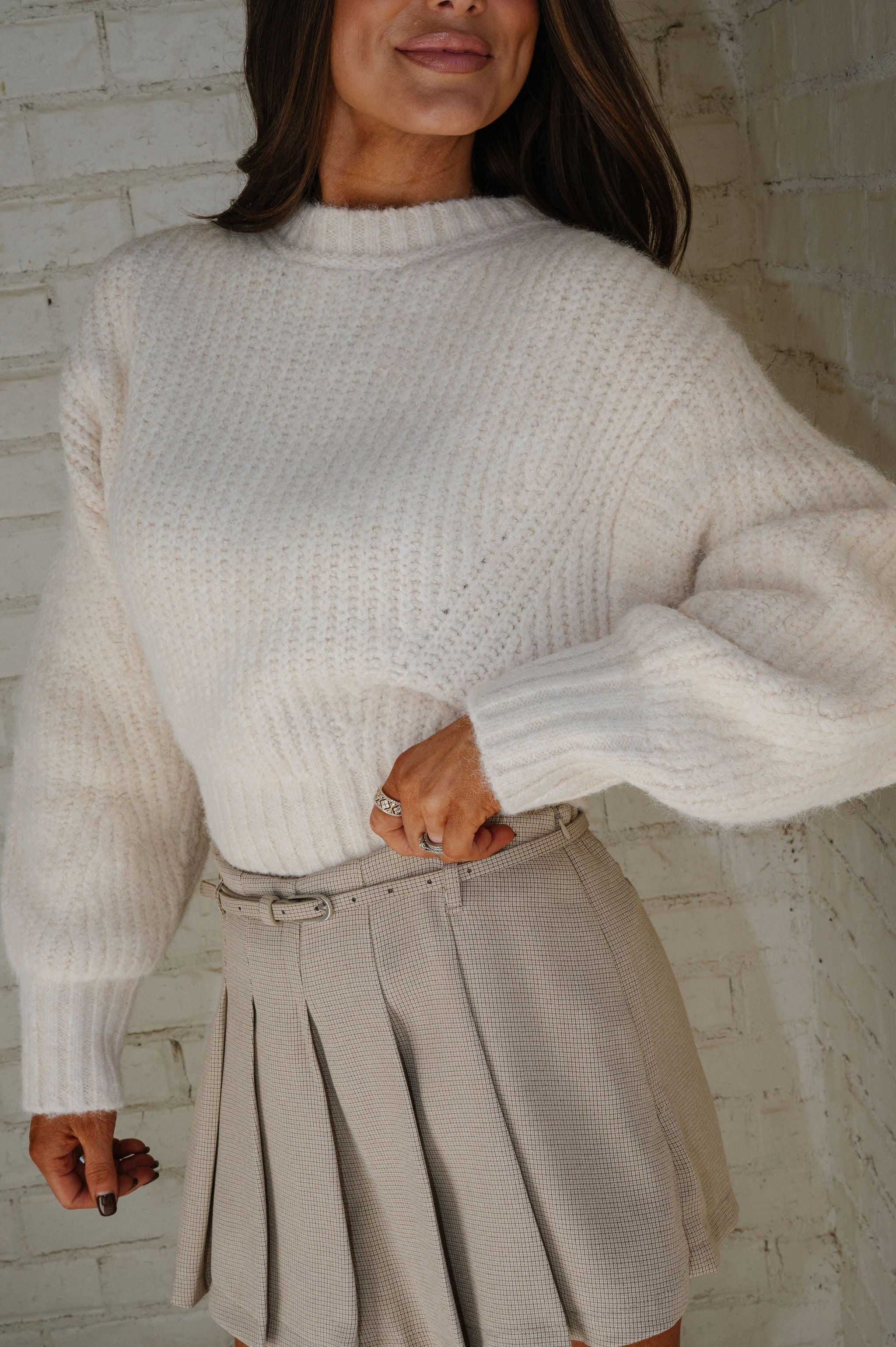 Laurel Slouchy Sleeve Sweater-Cream